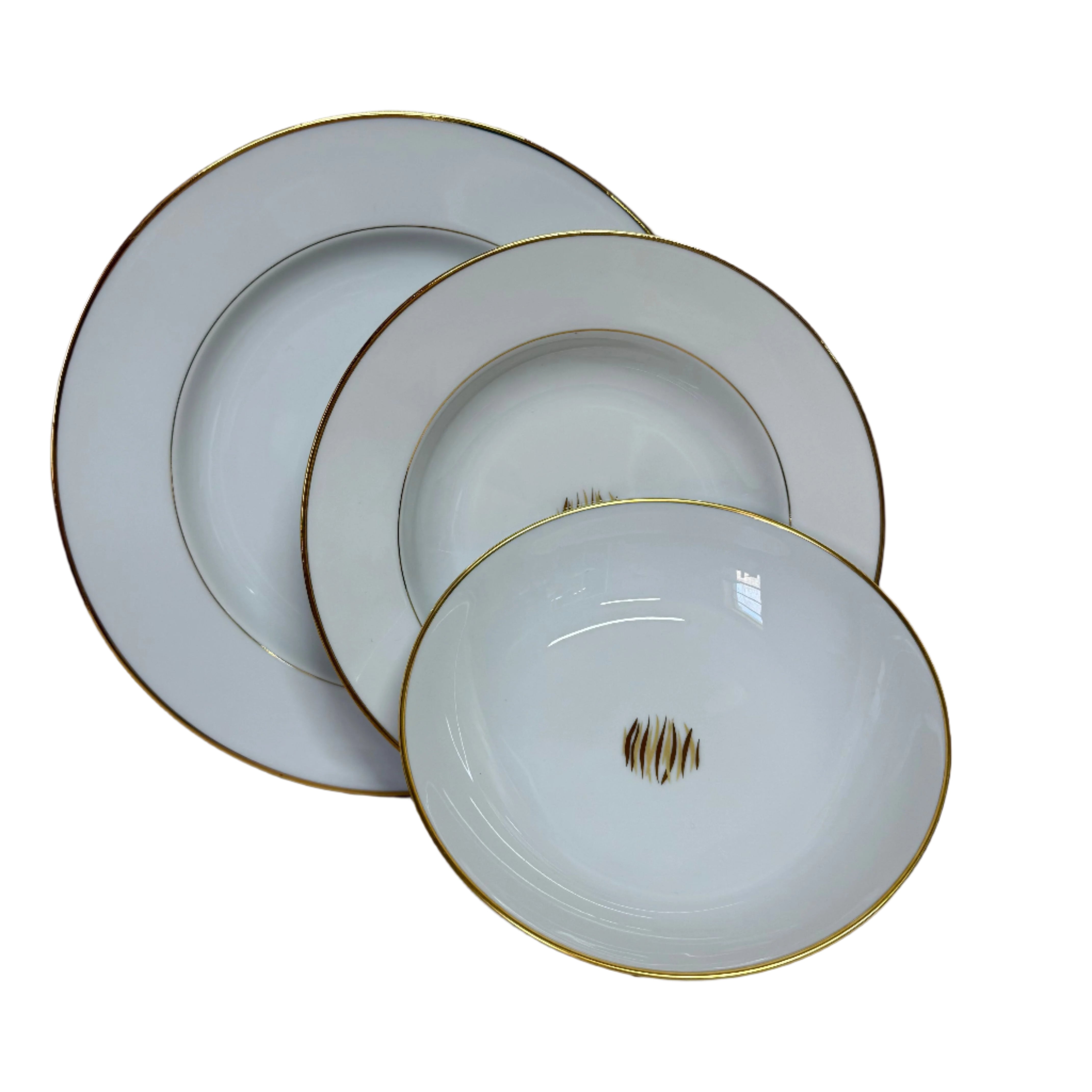 Christofle Wakame (Gold Trim) Plate Setting of 3