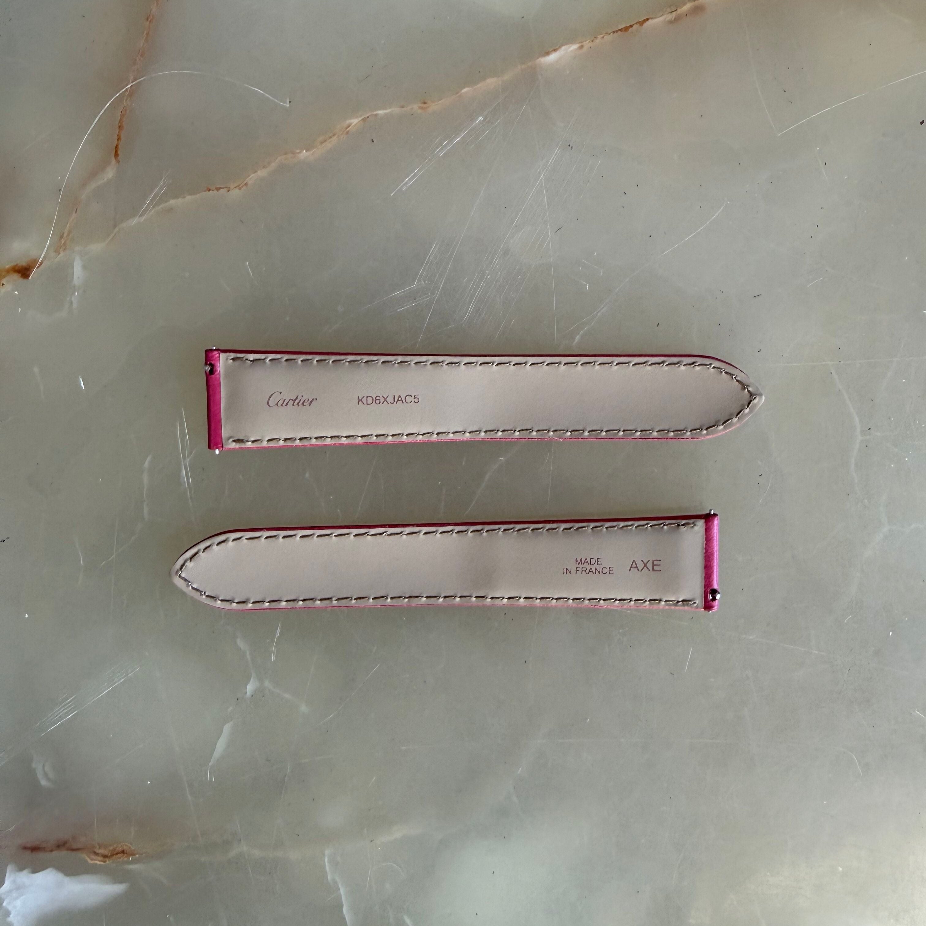Authentic Cartier Pink Calfskin Watch Strap Band 20mm KD6XJAC5
