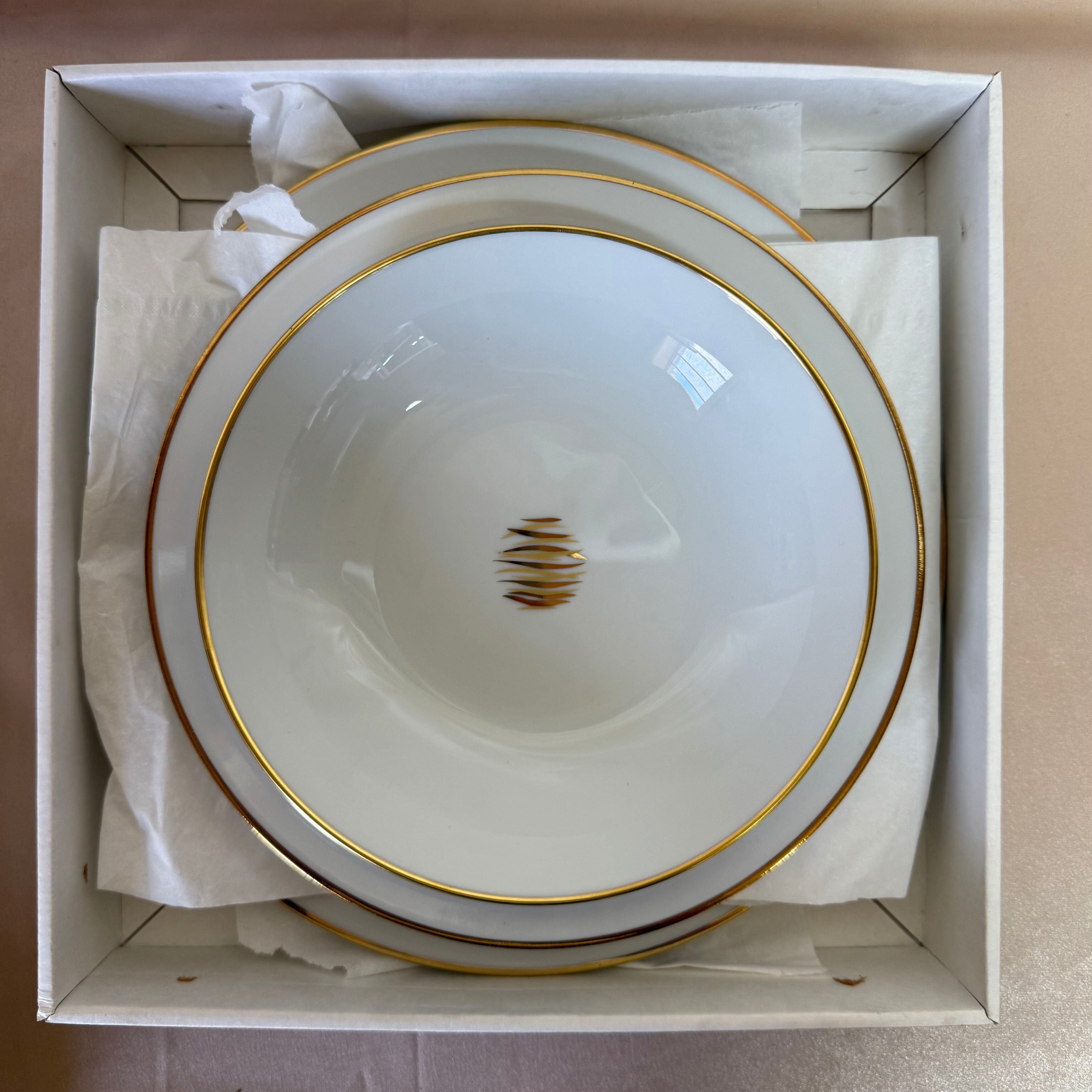 Christofle Wakame (Gold Trim) Plate Setting of 3