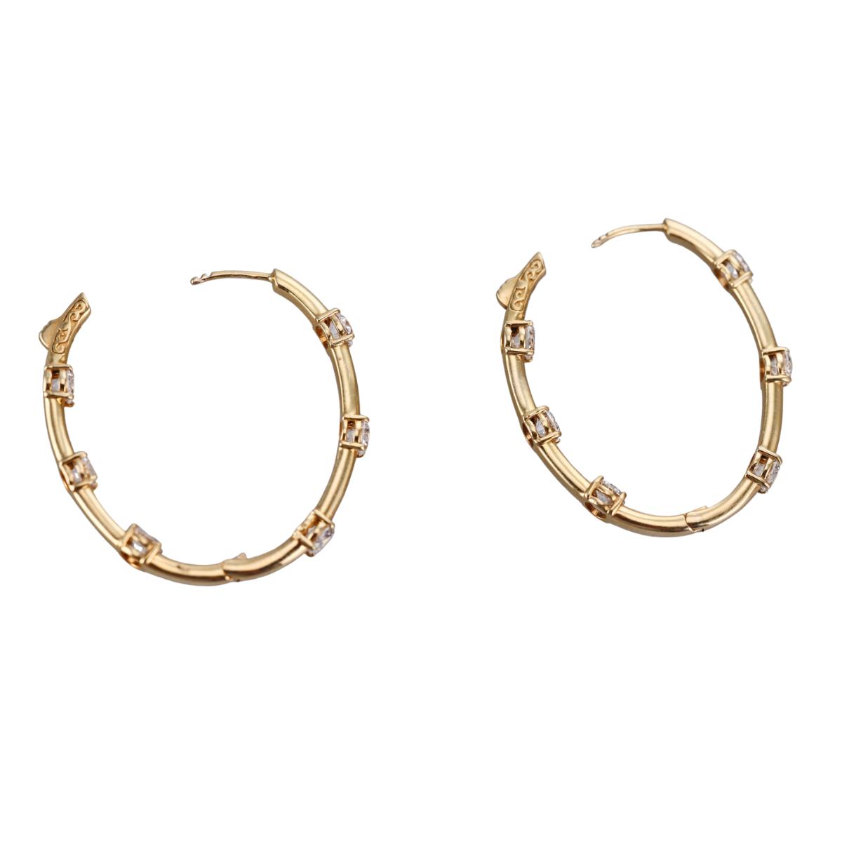 Solid 14k Gold Lab Grown 3.25ctw Round Diamond Hoop Earrings