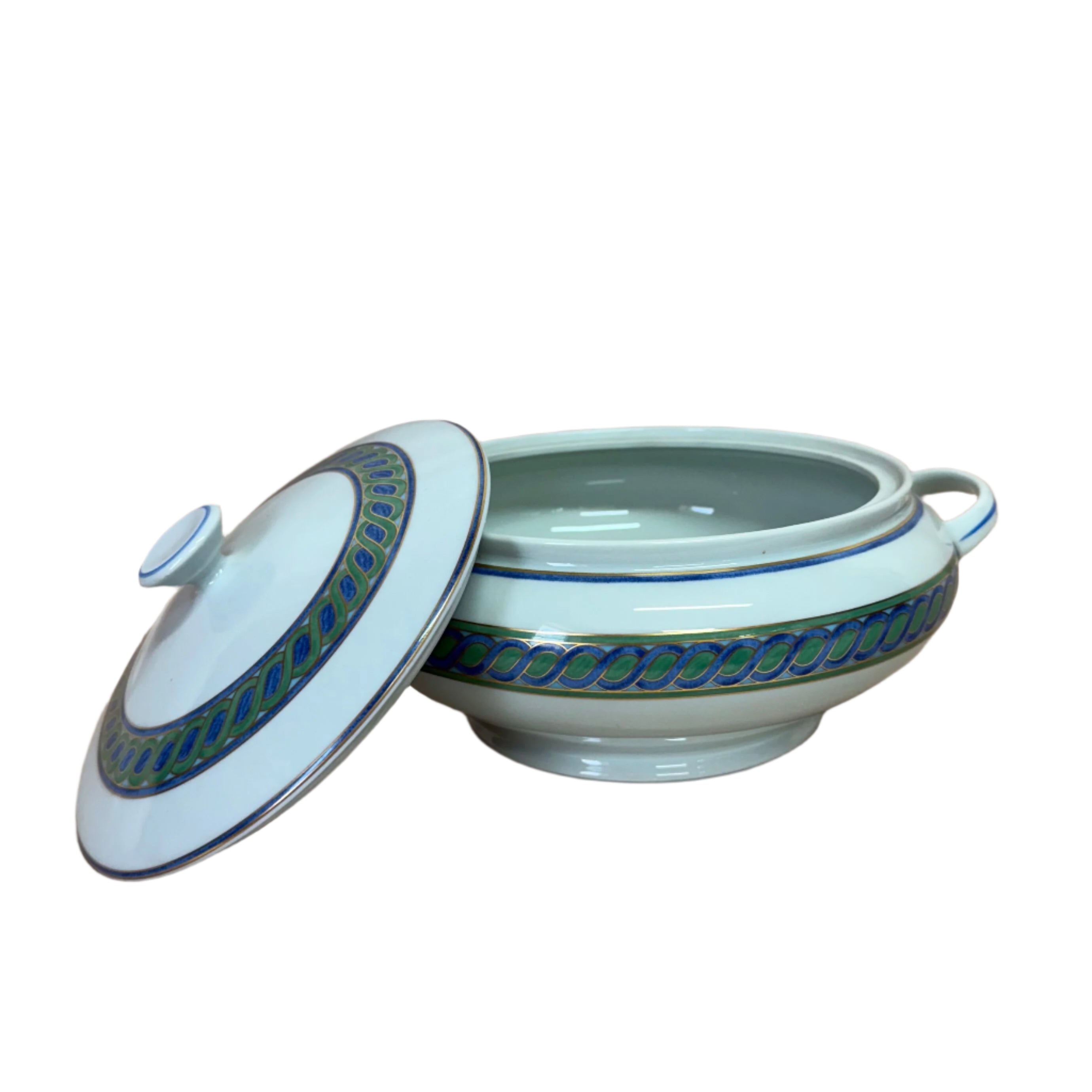 Christofle Torsada Blue Vegetable Dish with Cover