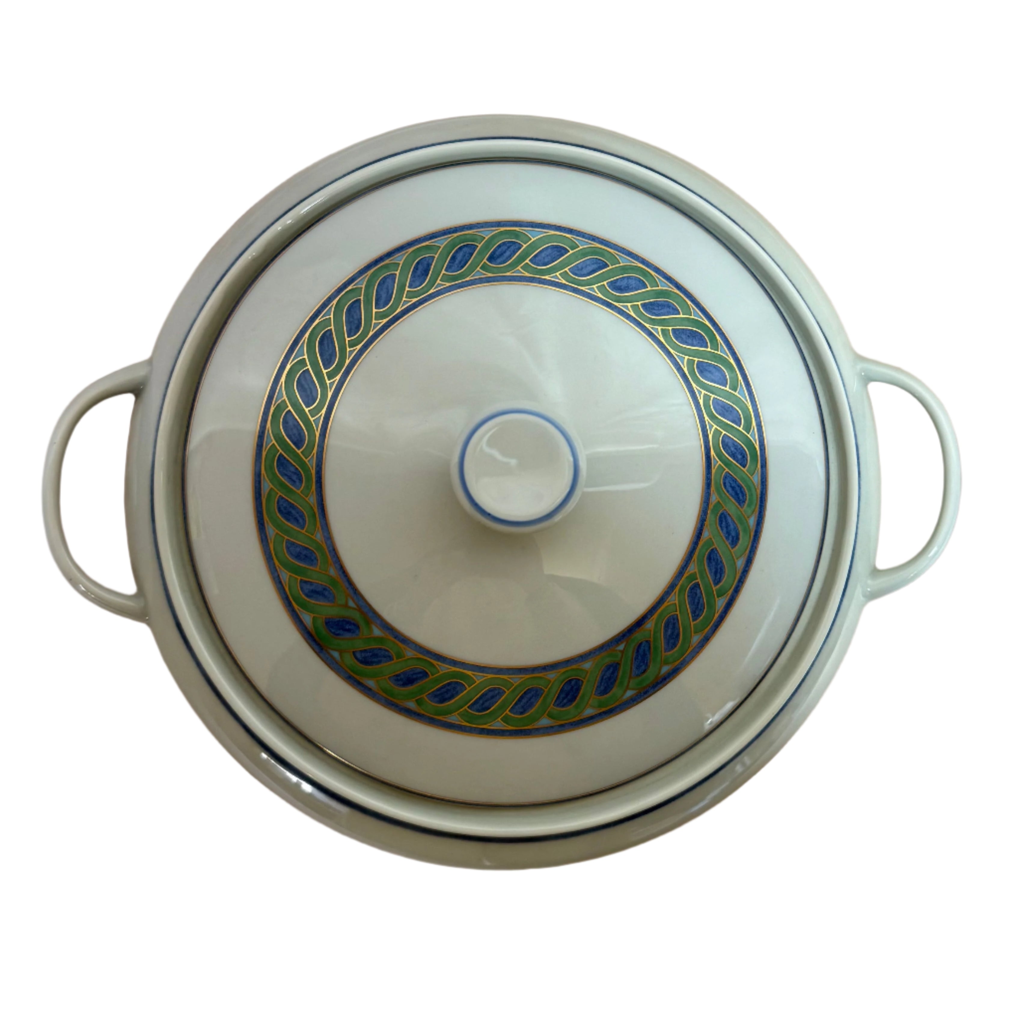 Christofle Torsada Blue Vegetable Dish with Cover