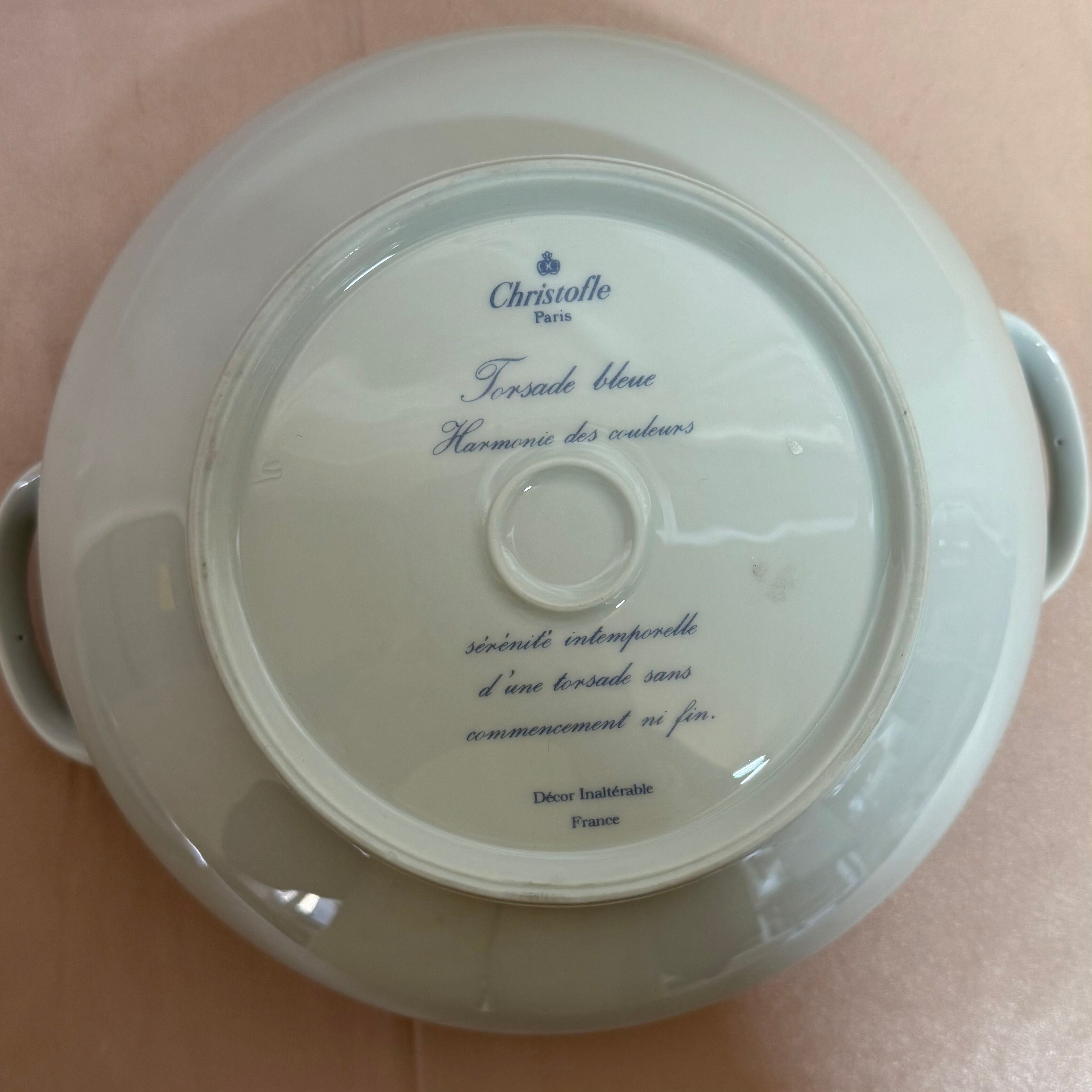 Christofle Torsada Blue Vegetable Dish with Cover