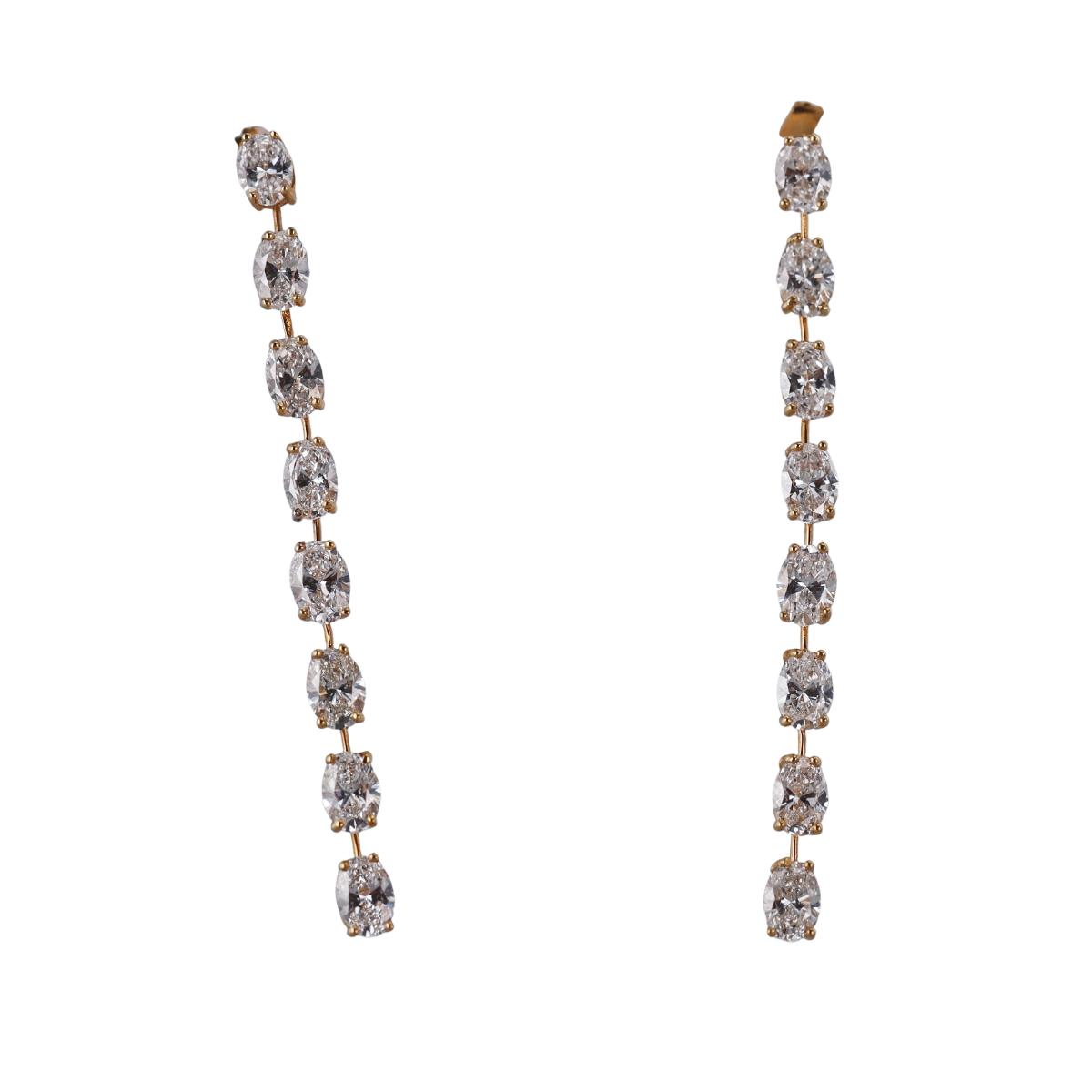 Solid 14k Gold Lab Grown 6.06ctw Diamond Drop Earrings