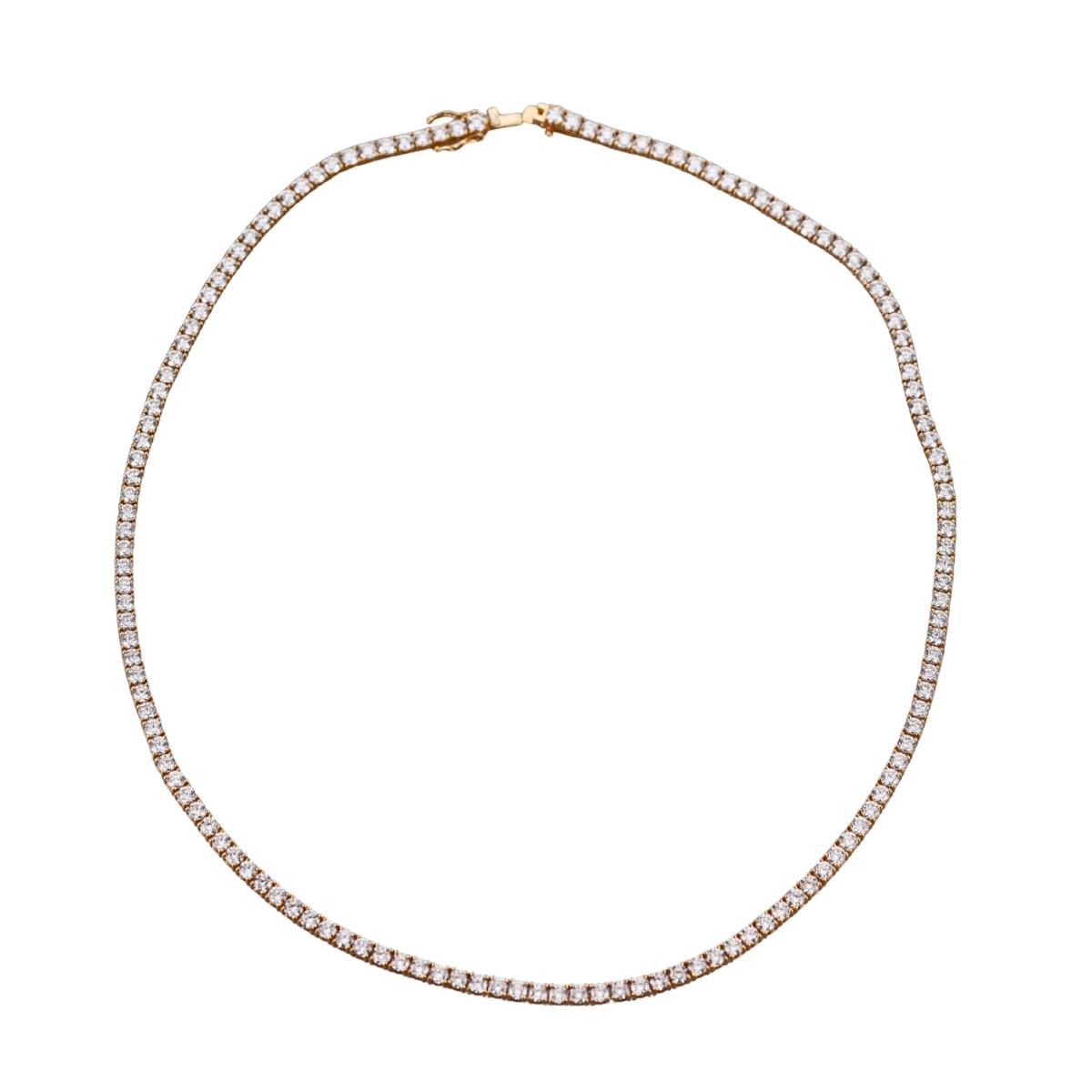 Solid 14k Gold Lab Grown 21.86ctw Round Diamond Tennis Necklace