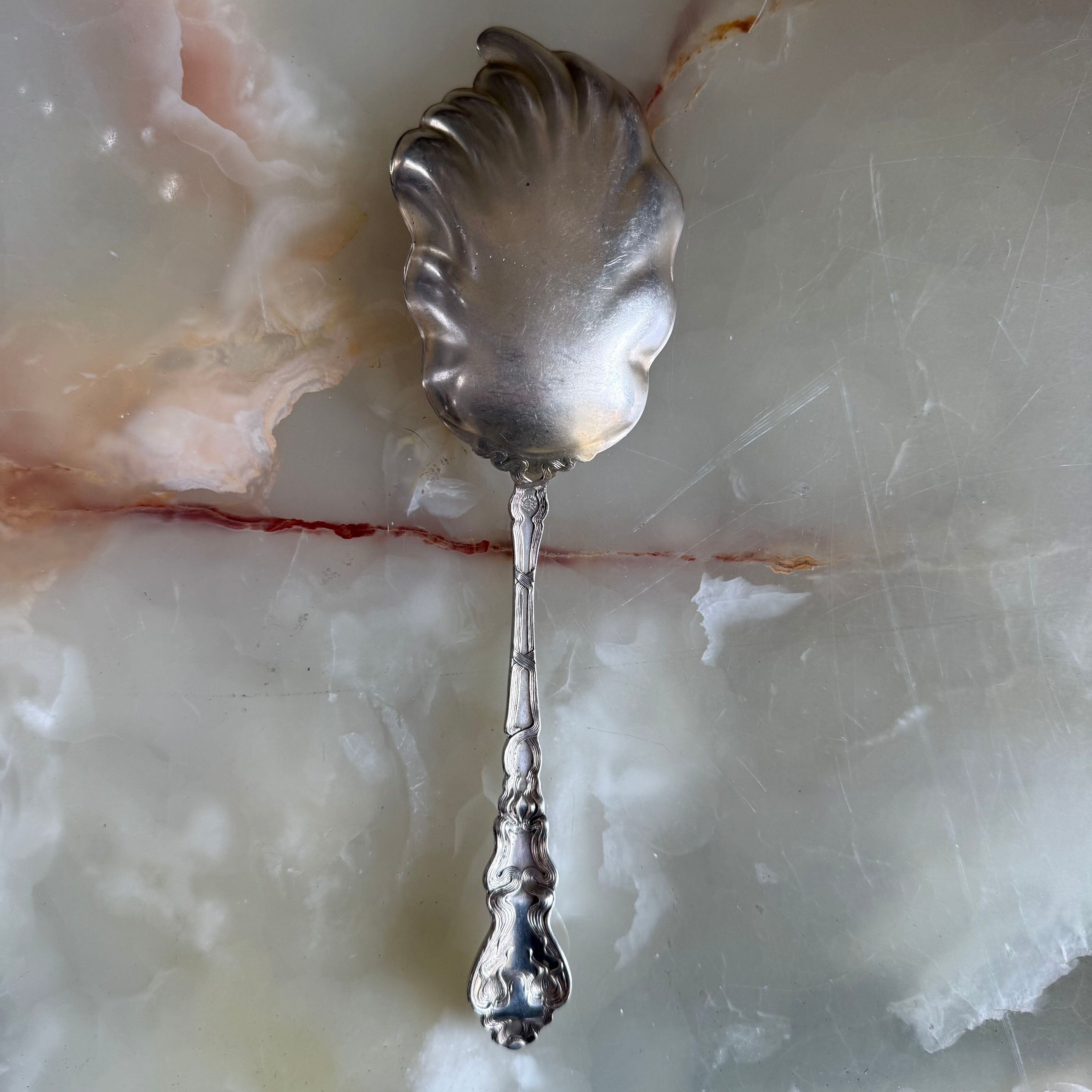 Unger Brothers Douvaine Sterling Silver Casserole Berry Spoon Asymmetric Bowl
