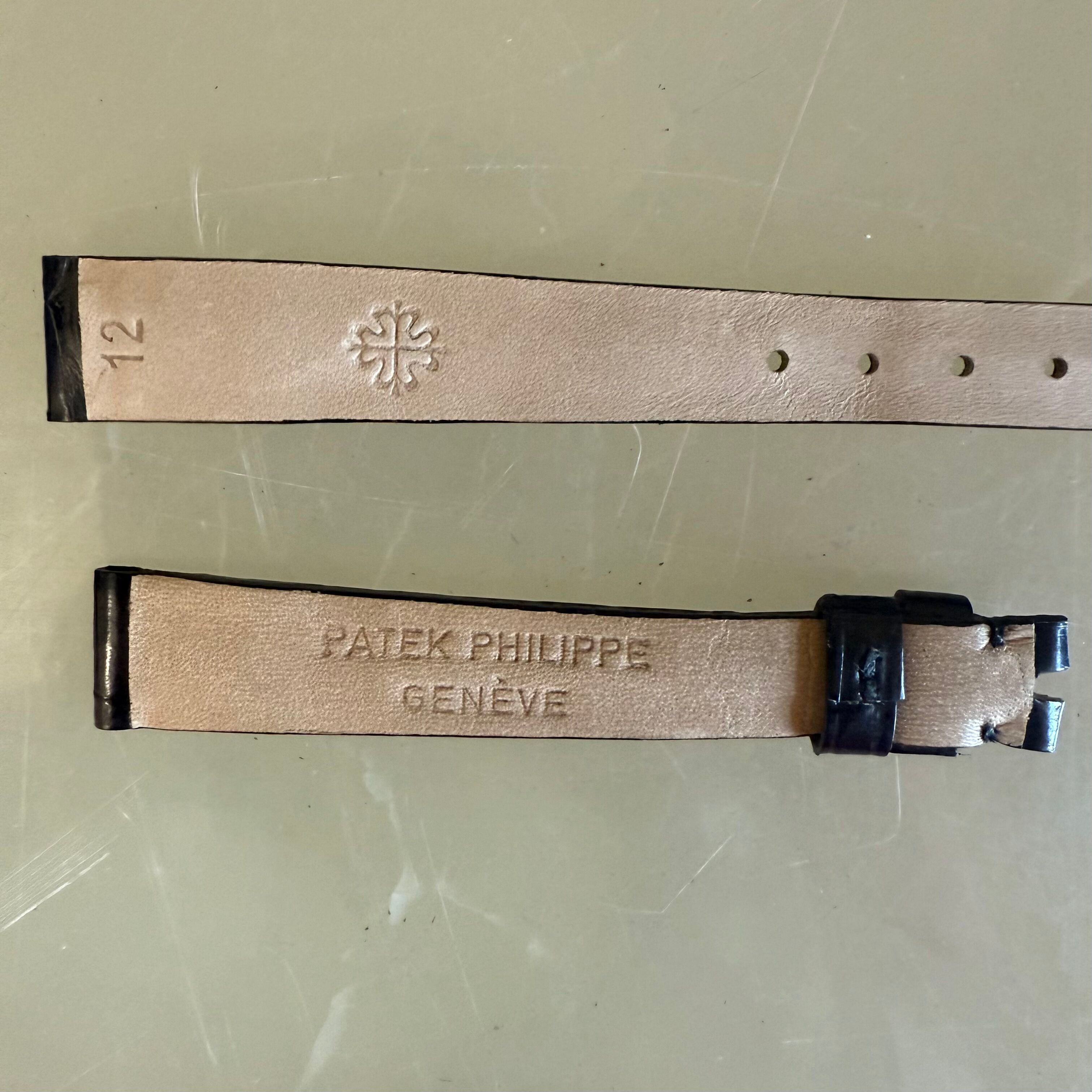 Authentic Patek Philippe Shiny Black Alligator Watch Strap Band 12mm