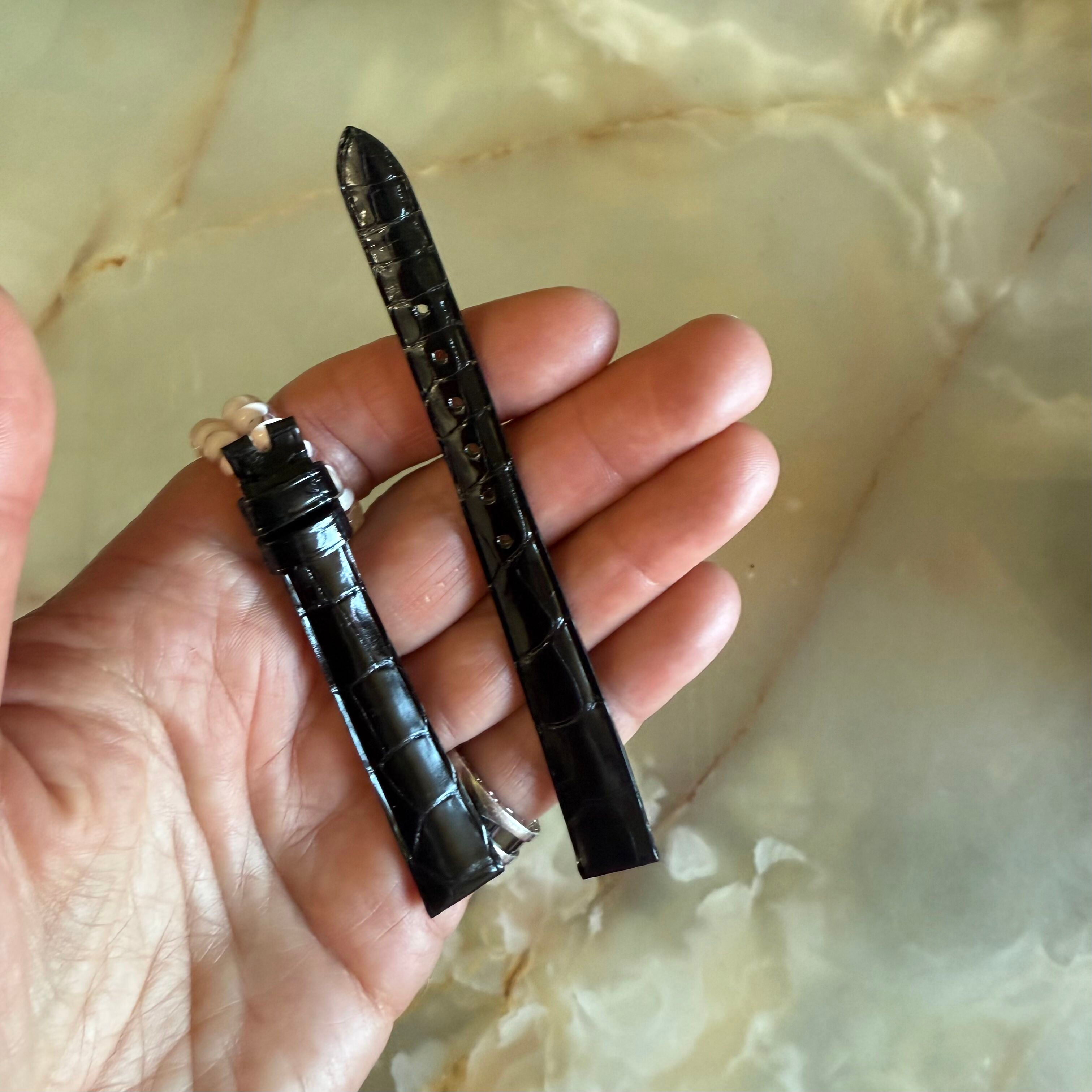 Authentic Patek Philippe Shiny Black Alligator Watch Strap Band 12mm