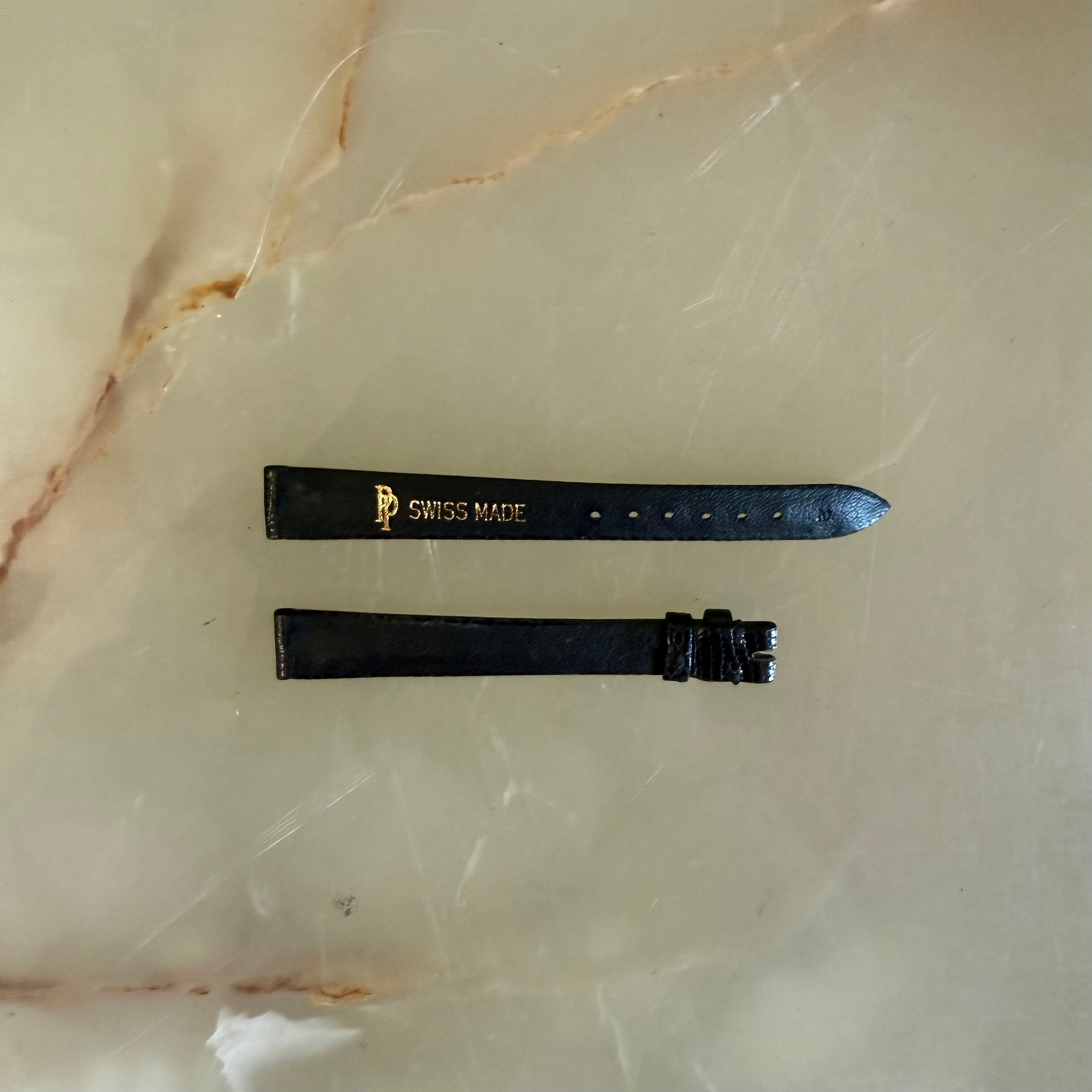 Authentic Patek Philippe Shiny Black Lizard Watch Strap Band 12mm