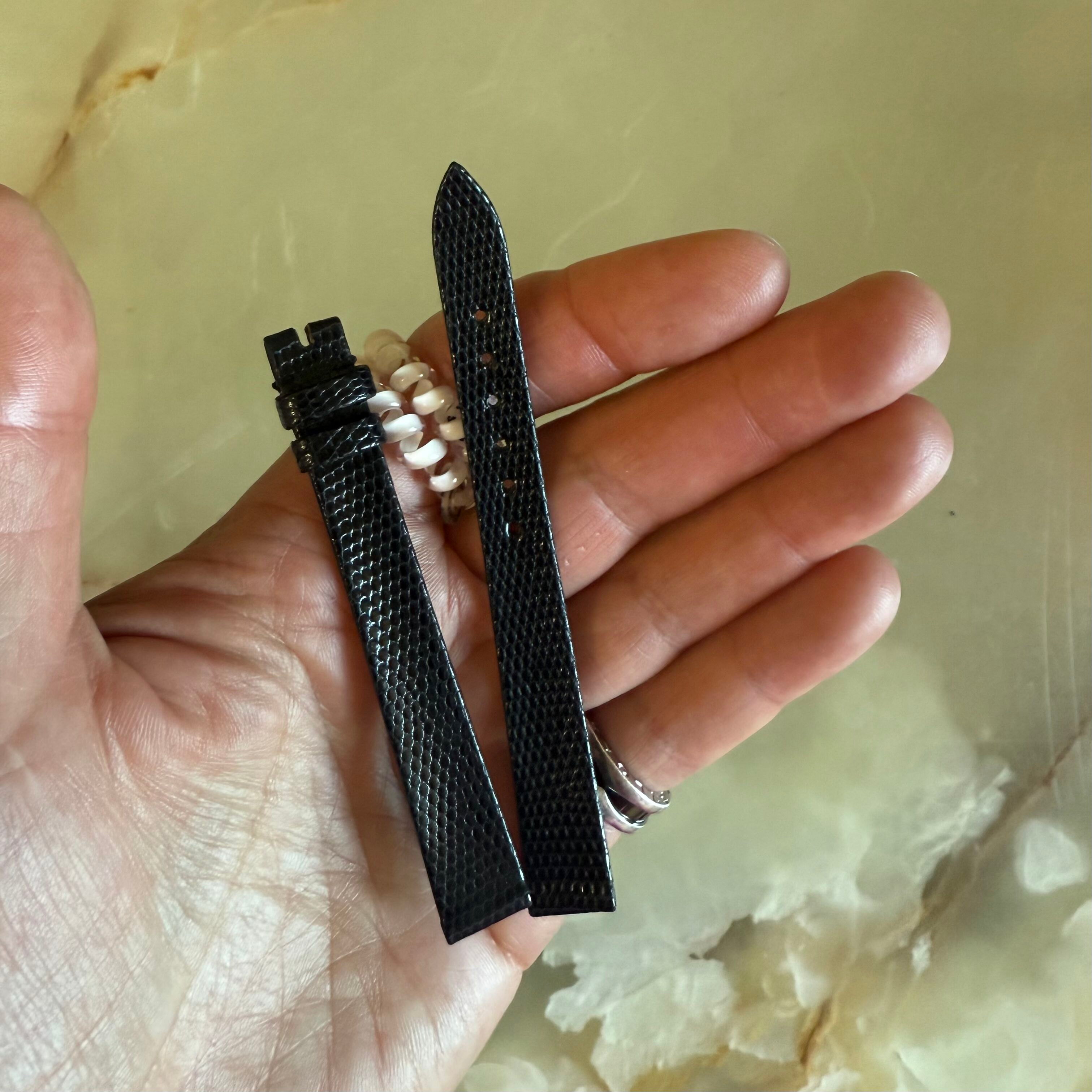 Authentic Patek Philippe Shiny Black Lizard Watch Strap Band 12mm