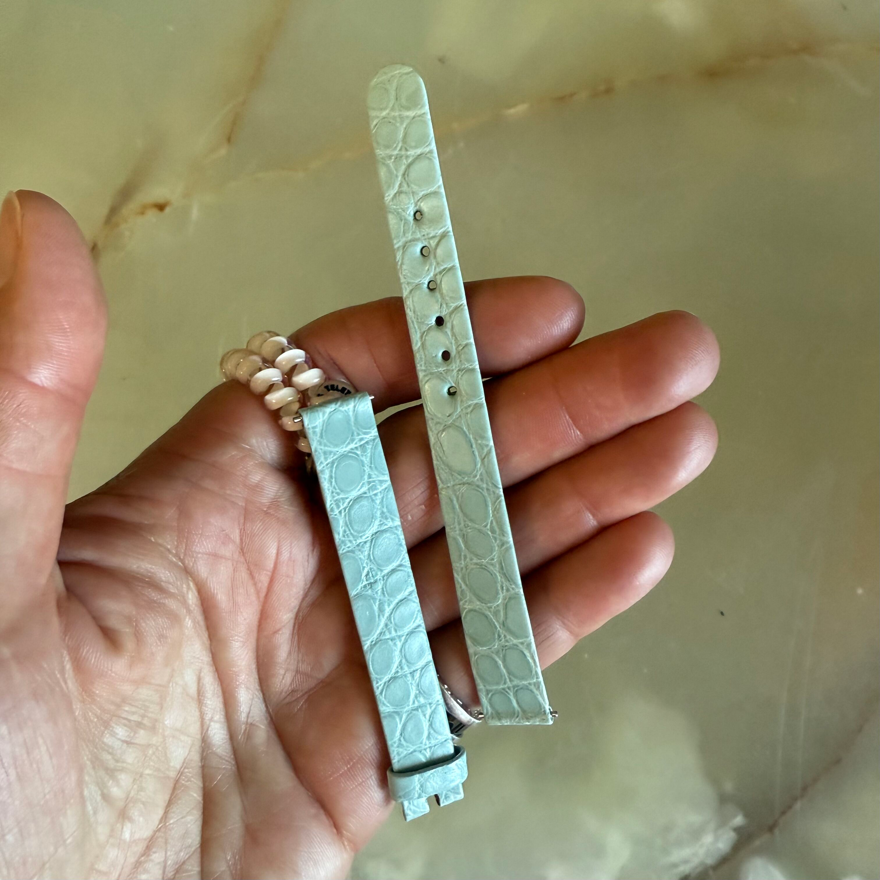 Authentic Patek Philippe Light Blue Alligator Watch Strap Band 12mm