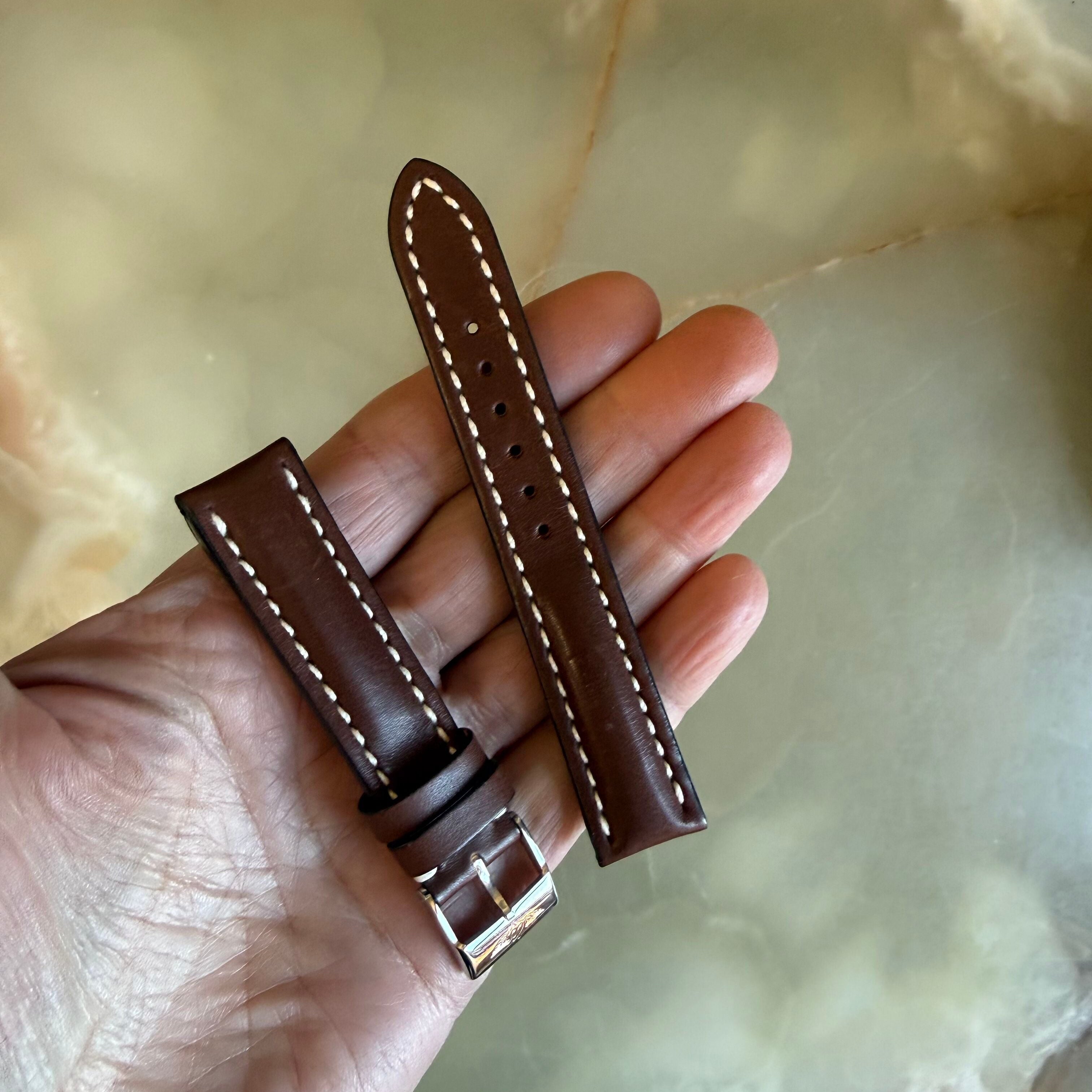 Authentic Breitling Novo Nappa Brown Leather Watch Strap Band 18mm w Buckle 416XS