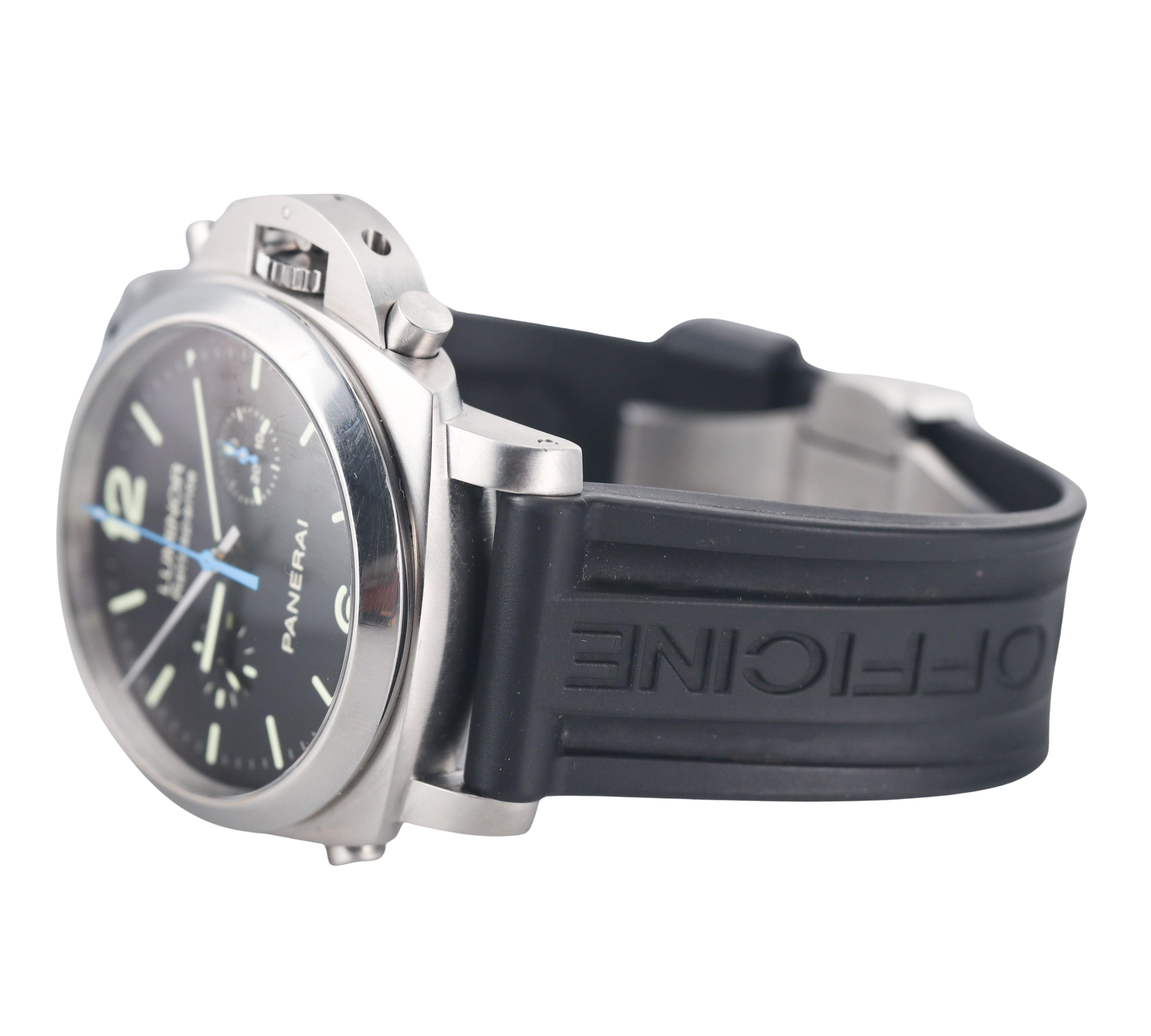 Panerai Luminor Rattrapante 1950 Automatic Black Dial Steel Watch PAM00362