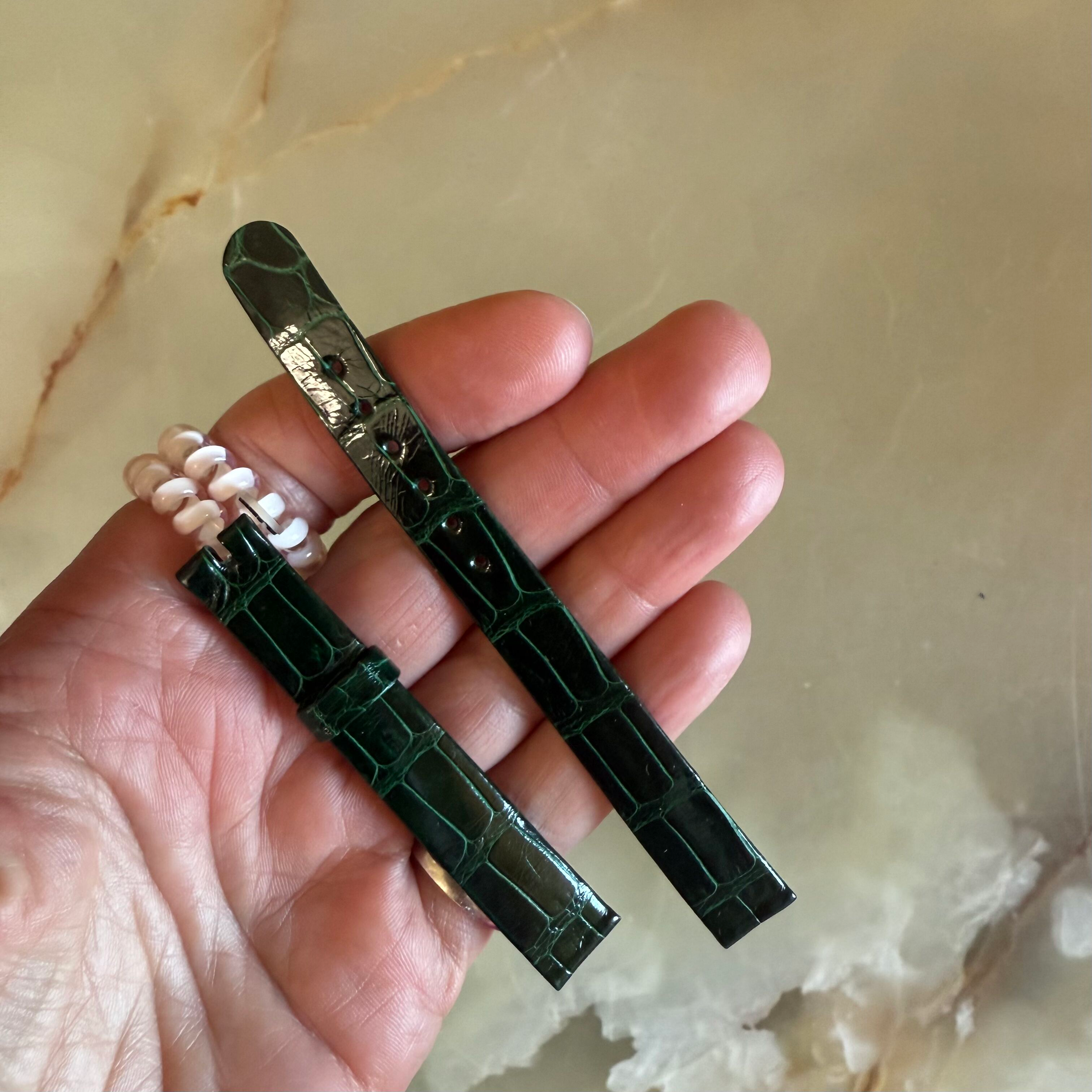 Authentic Patek Philippe Shiny Green Alligator Watch Strap Band 12mm