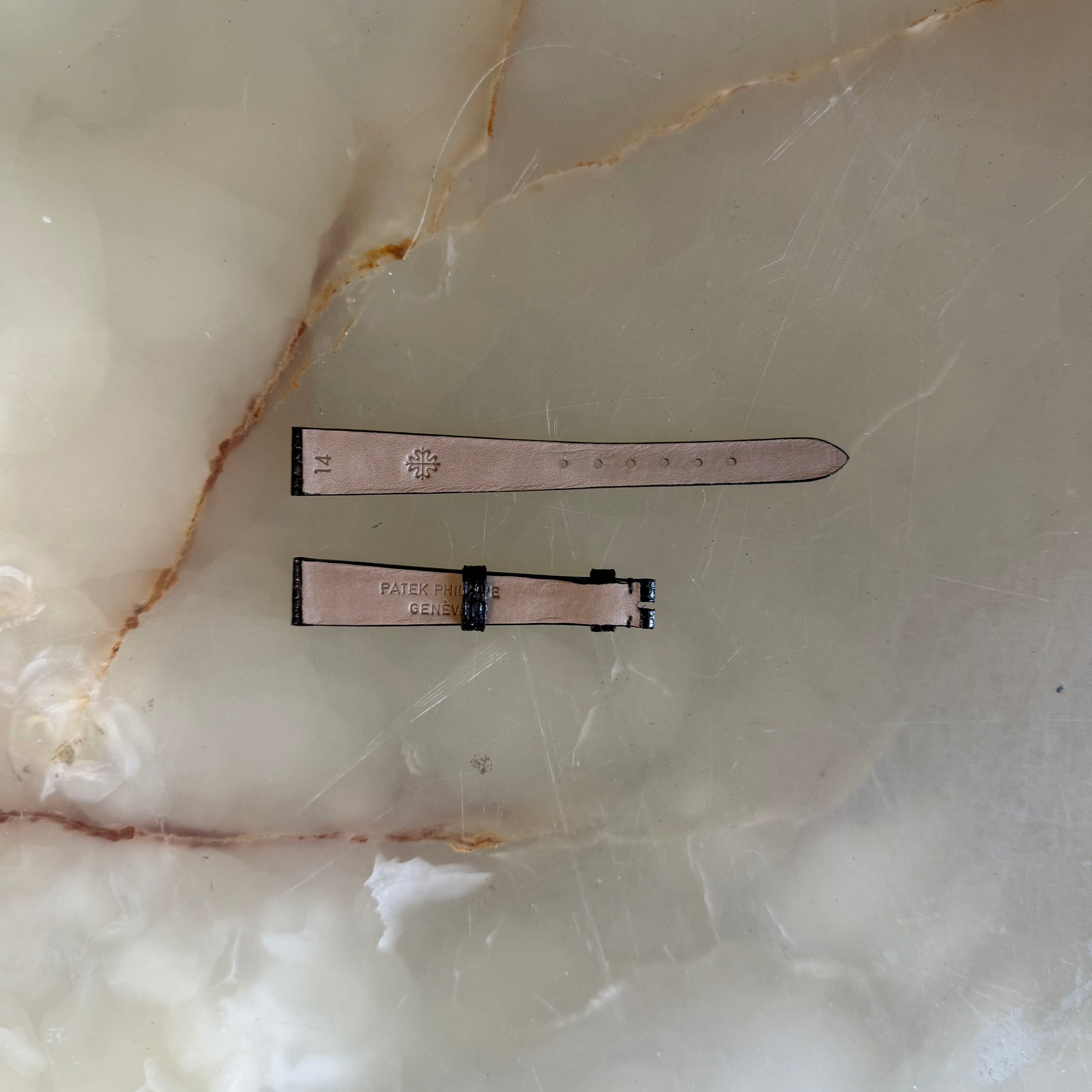 Authentic Patek Philippe Black Lizard Watch Strap Band 14mm