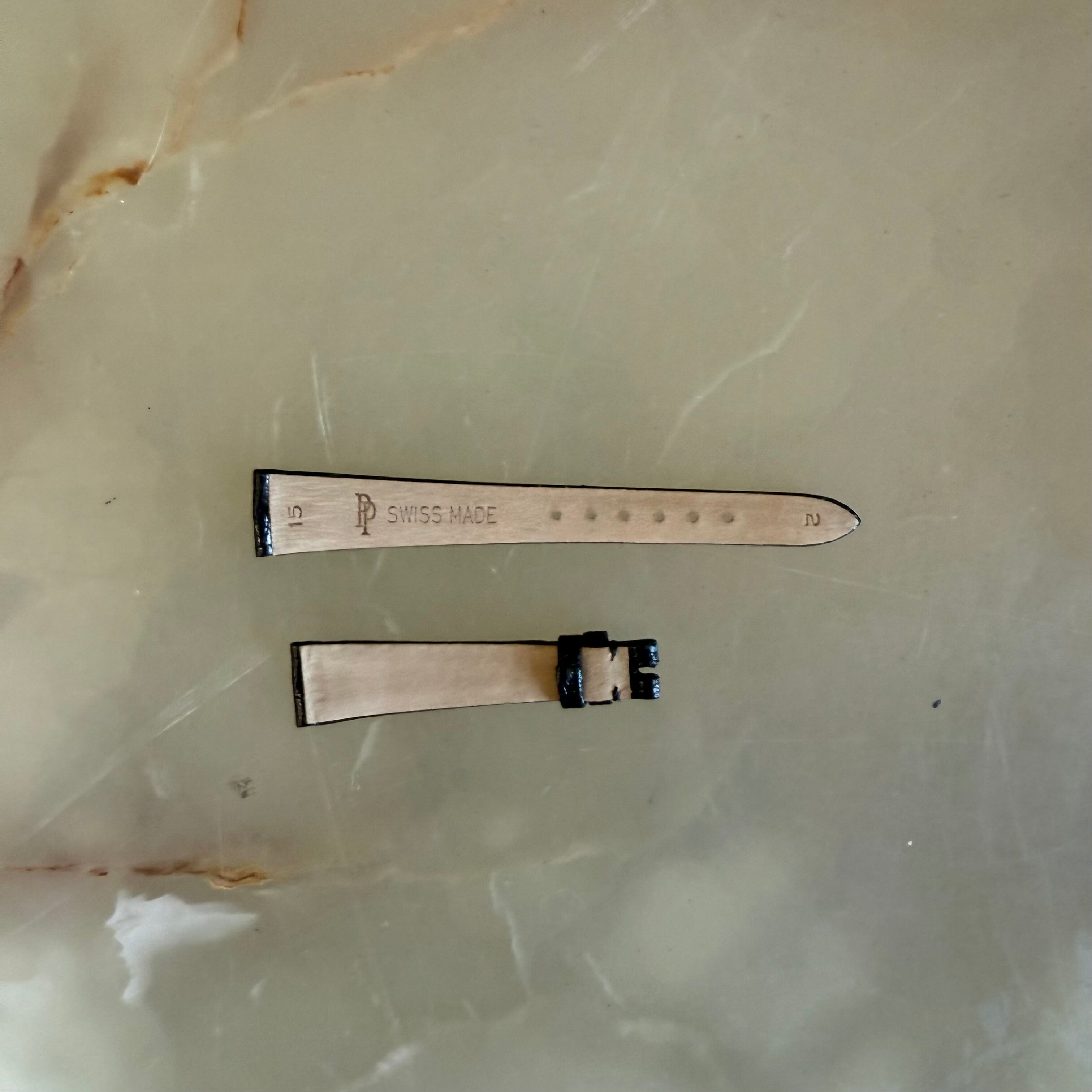 Authentic Patek Philippe Shiny Black Lizard Watch Strap Band 15mm