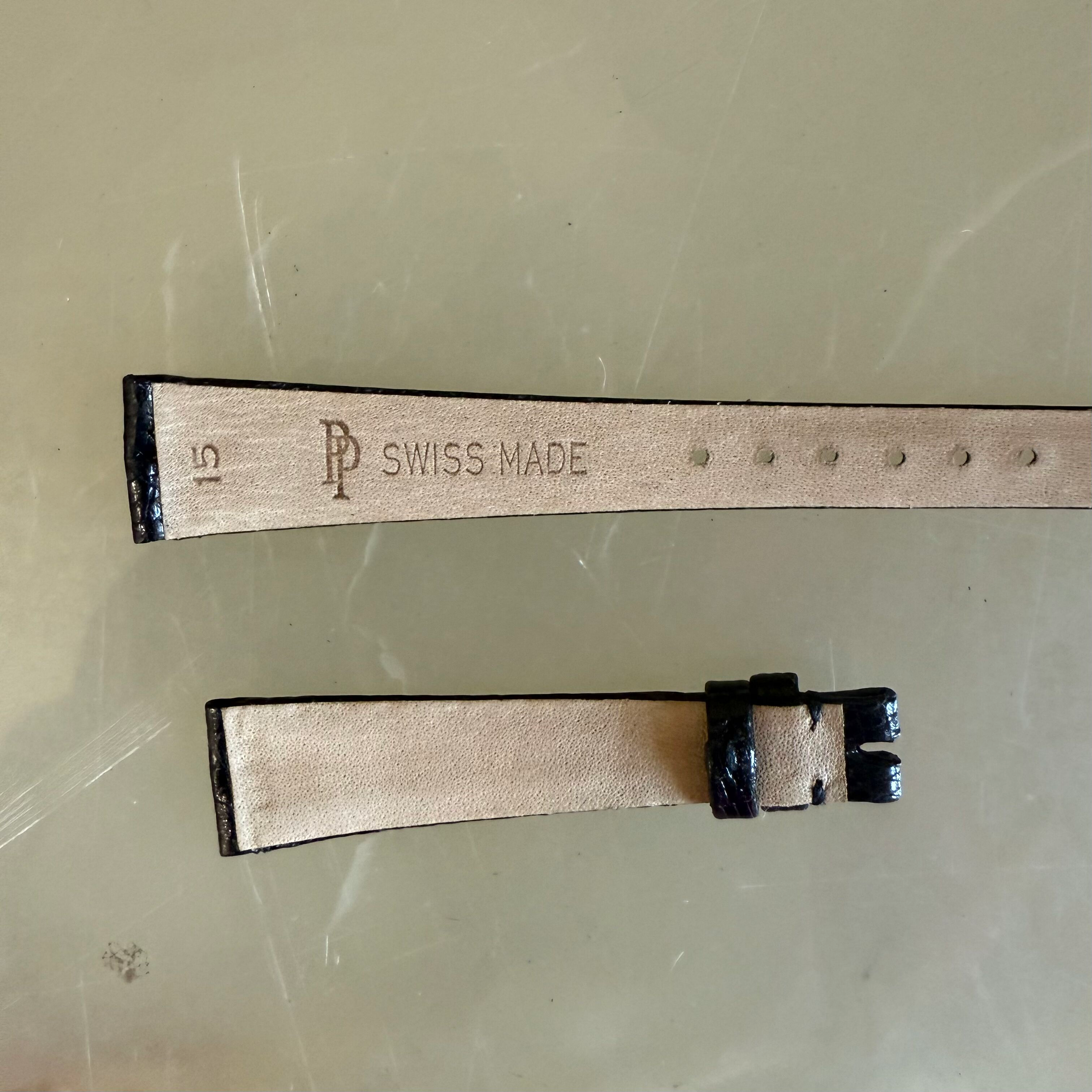 Authentic Patek Philippe Shiny Black Lizard Watch Strap Band 15mm