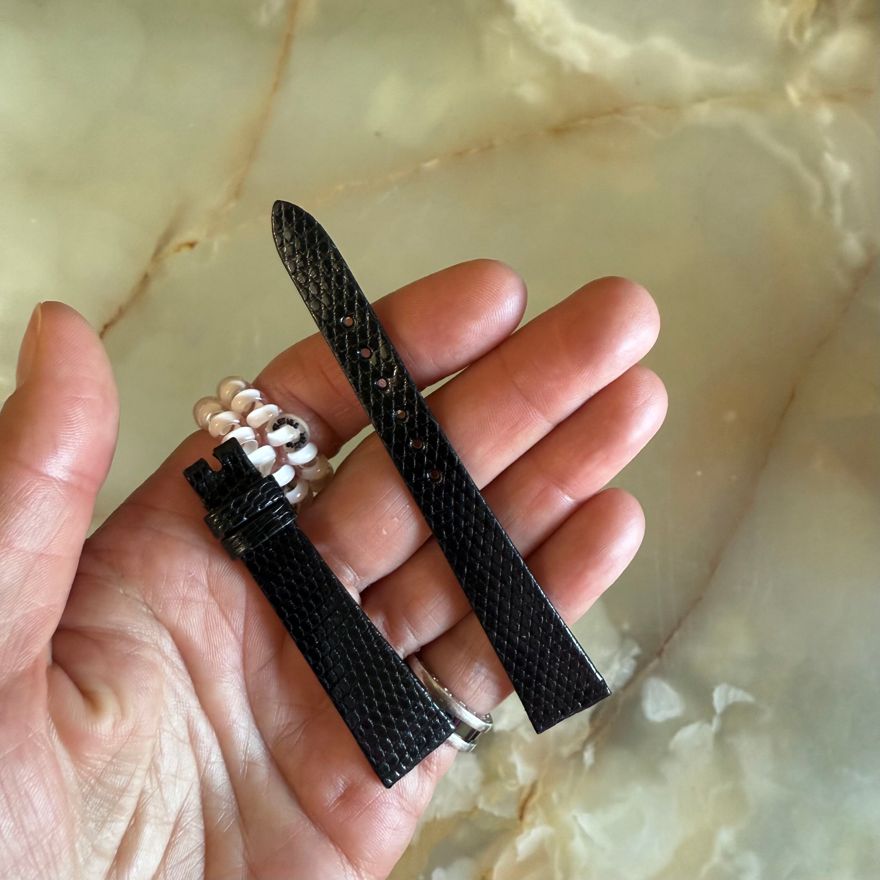 Authentic Patek Philippe Shiny Black Lizard Watch Strap Band 15mm