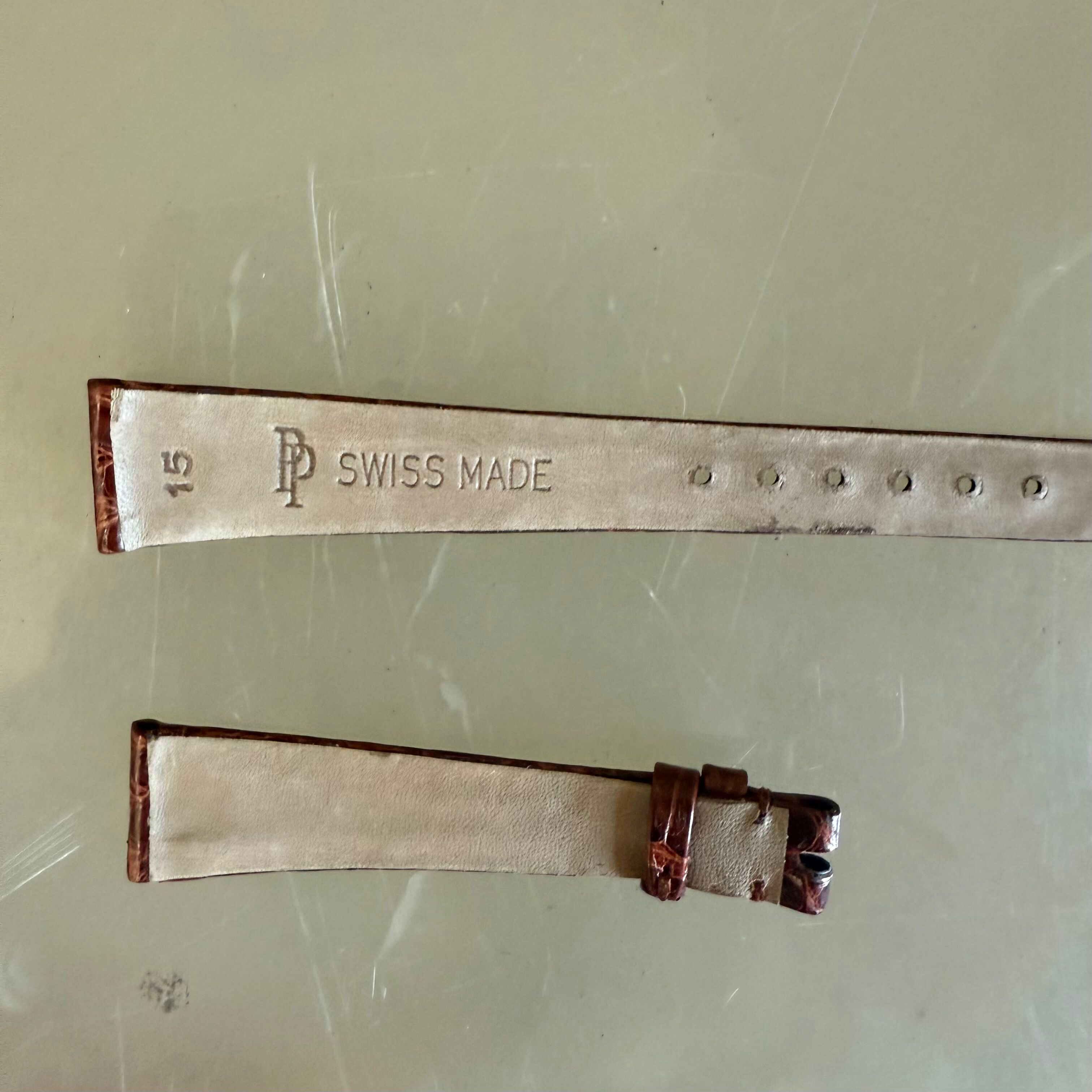 Authentic Patek Philippe Shiny Brown Crocodile Watch Strap Band 15mm