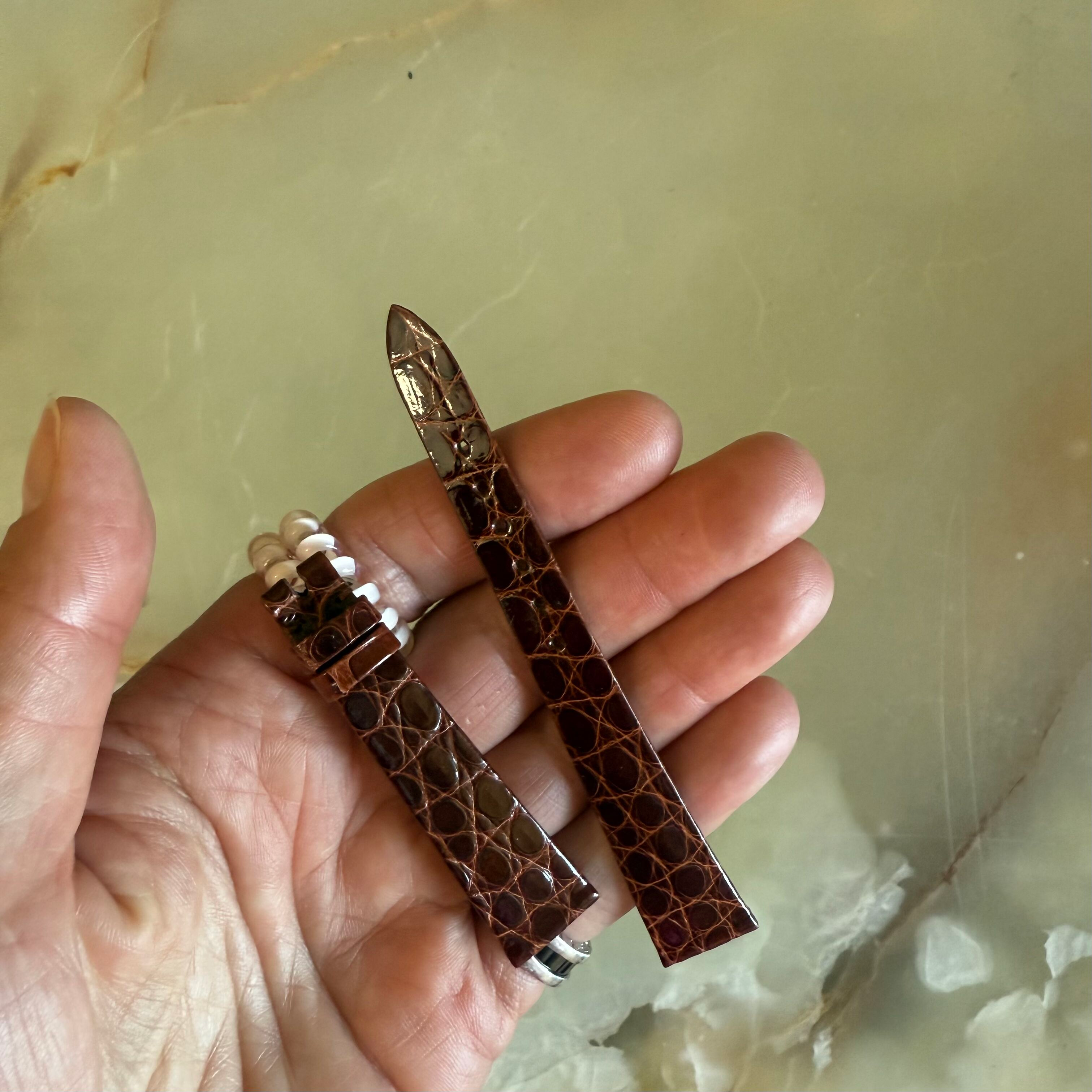 Authentic Patek Philippe Shiny Brown Crocodile Watch Strap Band 15mm