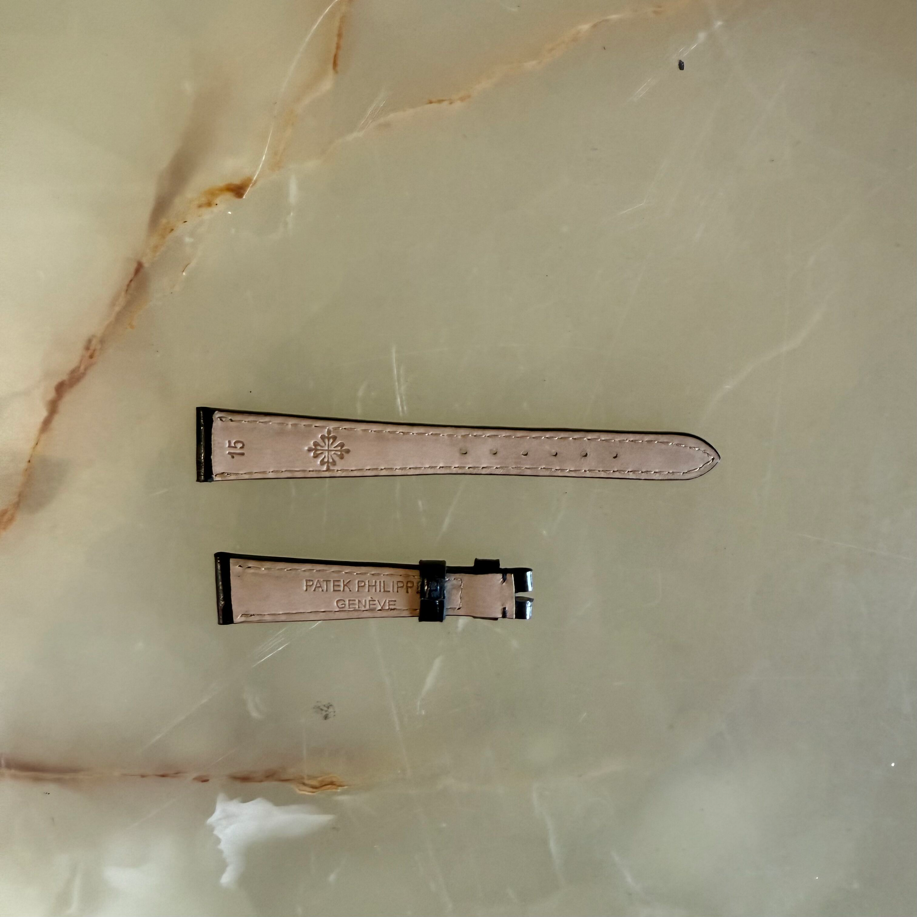 Authentic Patek Philippe Black Crocodile Watch Strap Band 15mm