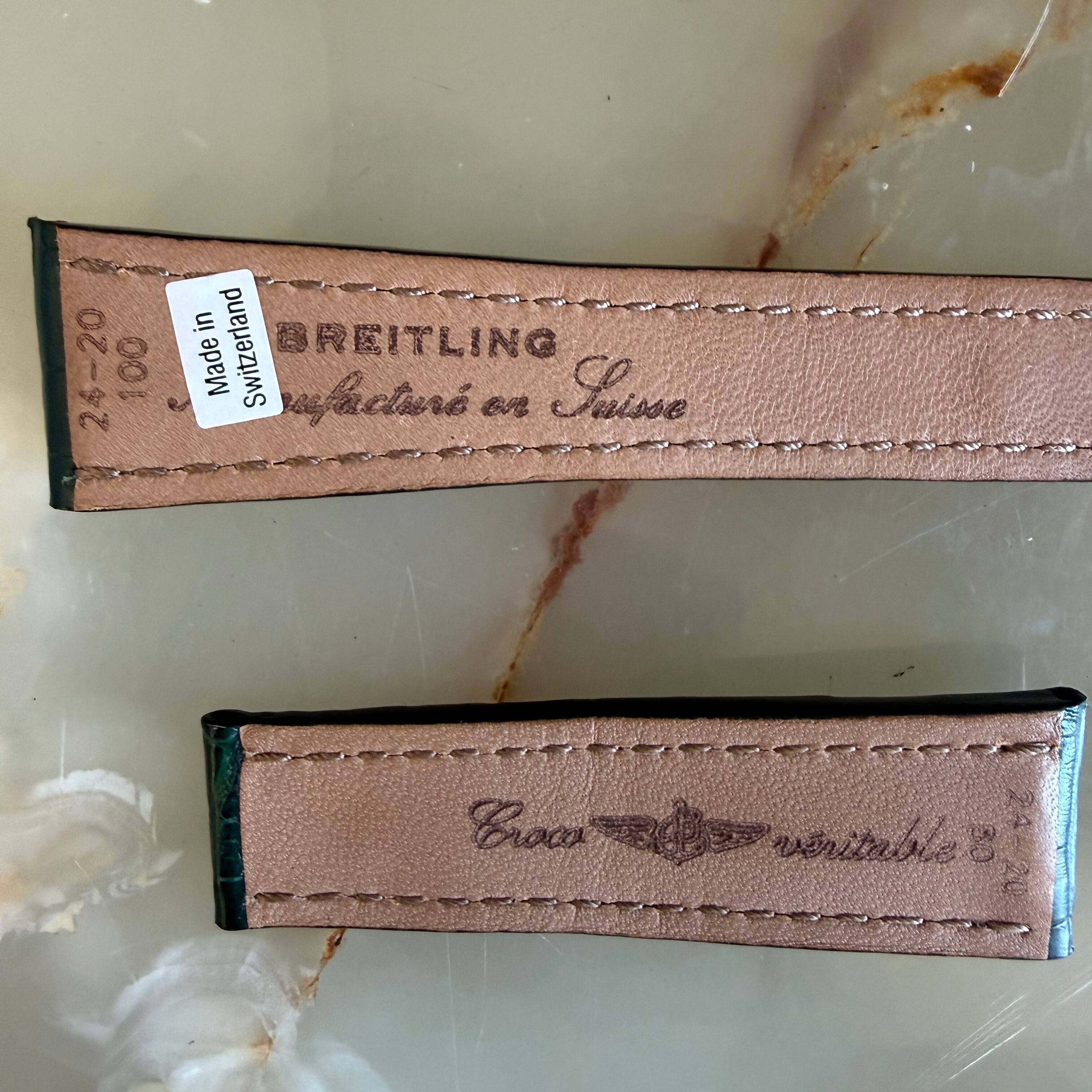 Authentic Breitling Green Crocodile Watch Strap Band 24mm