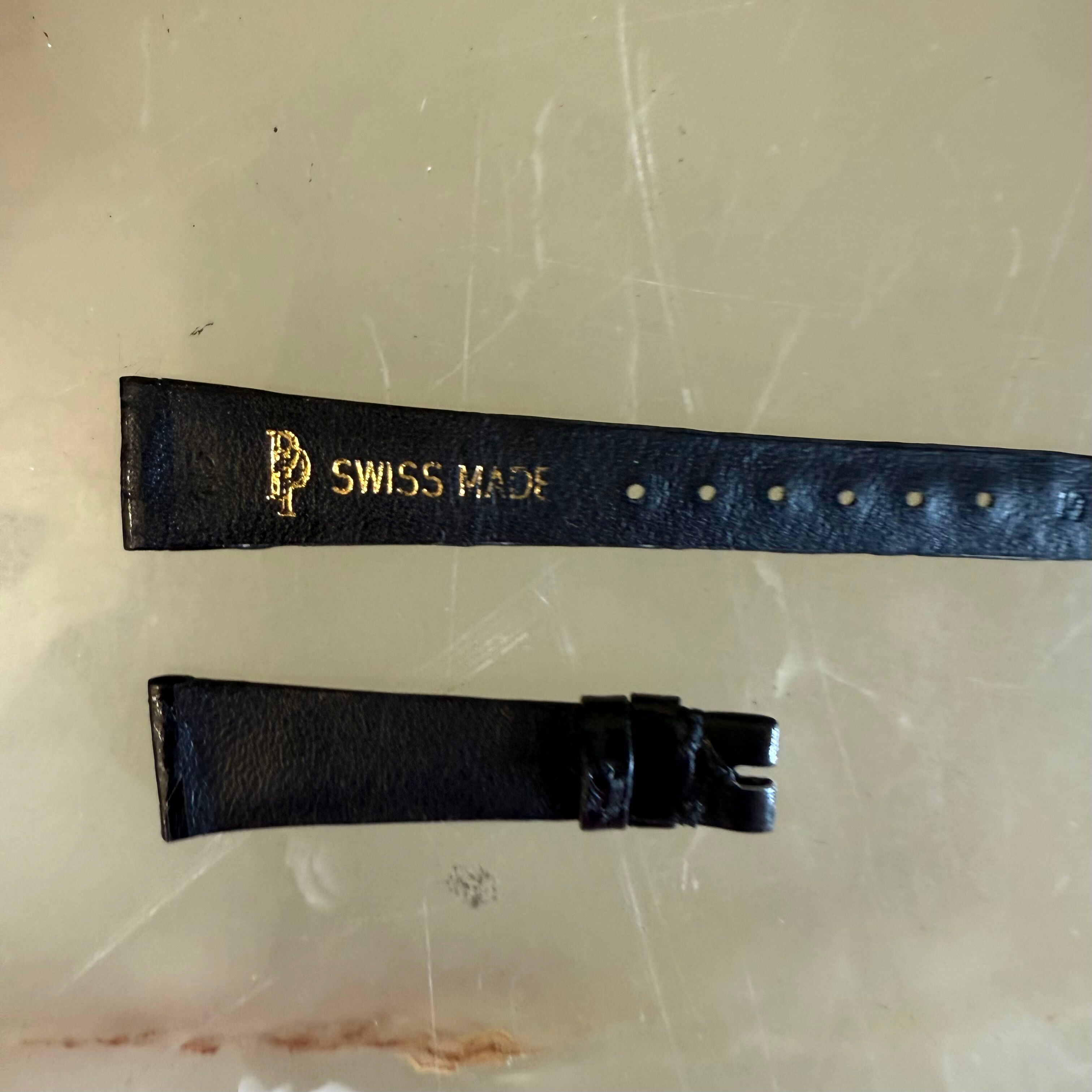 Authentic Patek Philippe Shiny Black Alligator Watch Strap Band 15mm