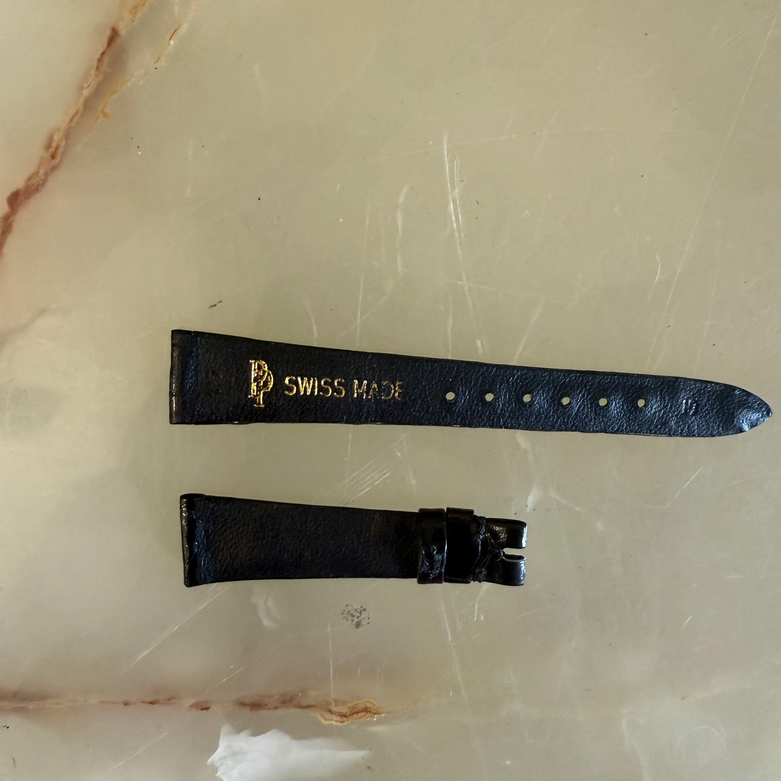 Authentic Patek Philippe Shiny Black Alligator Watch Strap Band 15mm