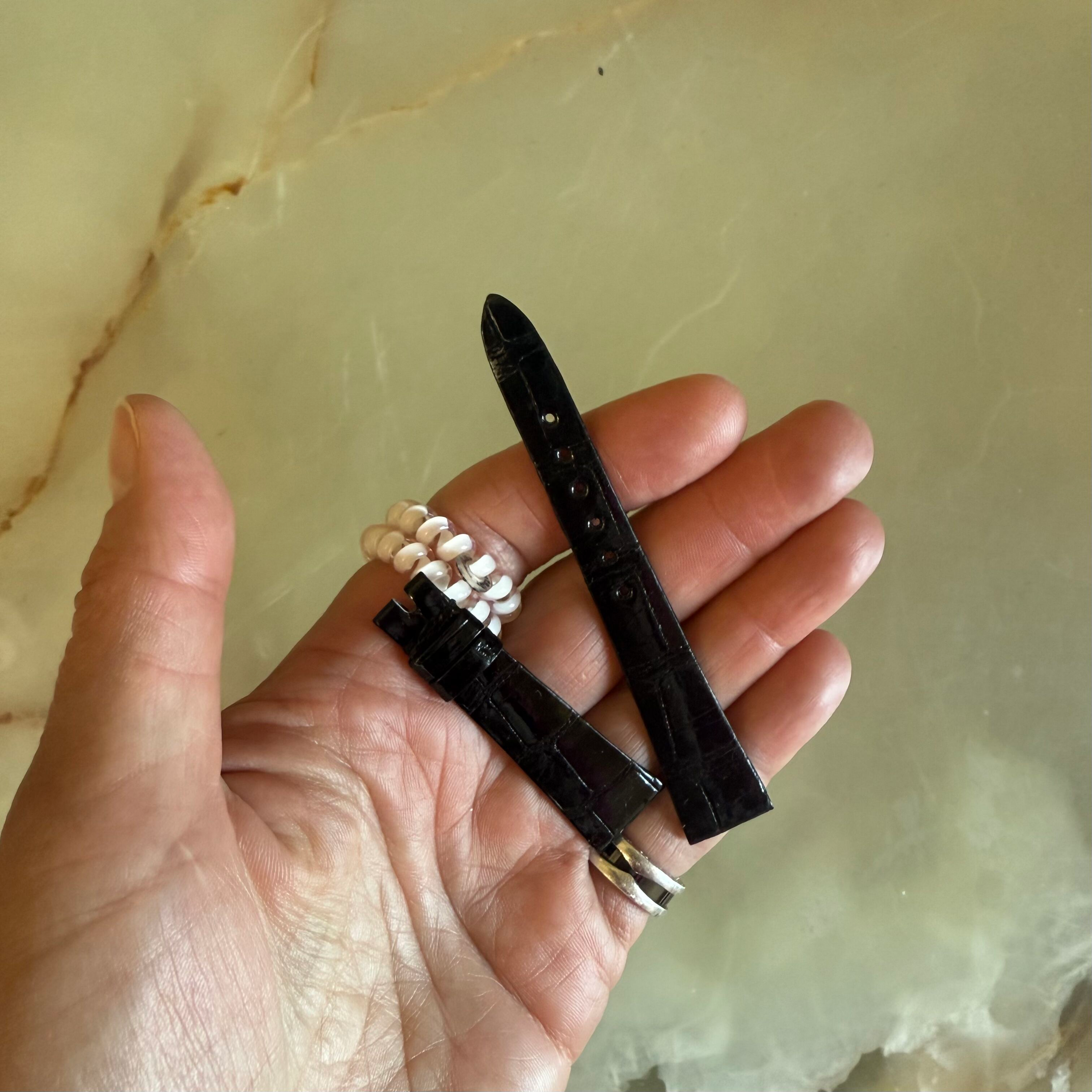 Authentic Patek Philippe Shiny Black Alligator Watch Strap Band 15mm