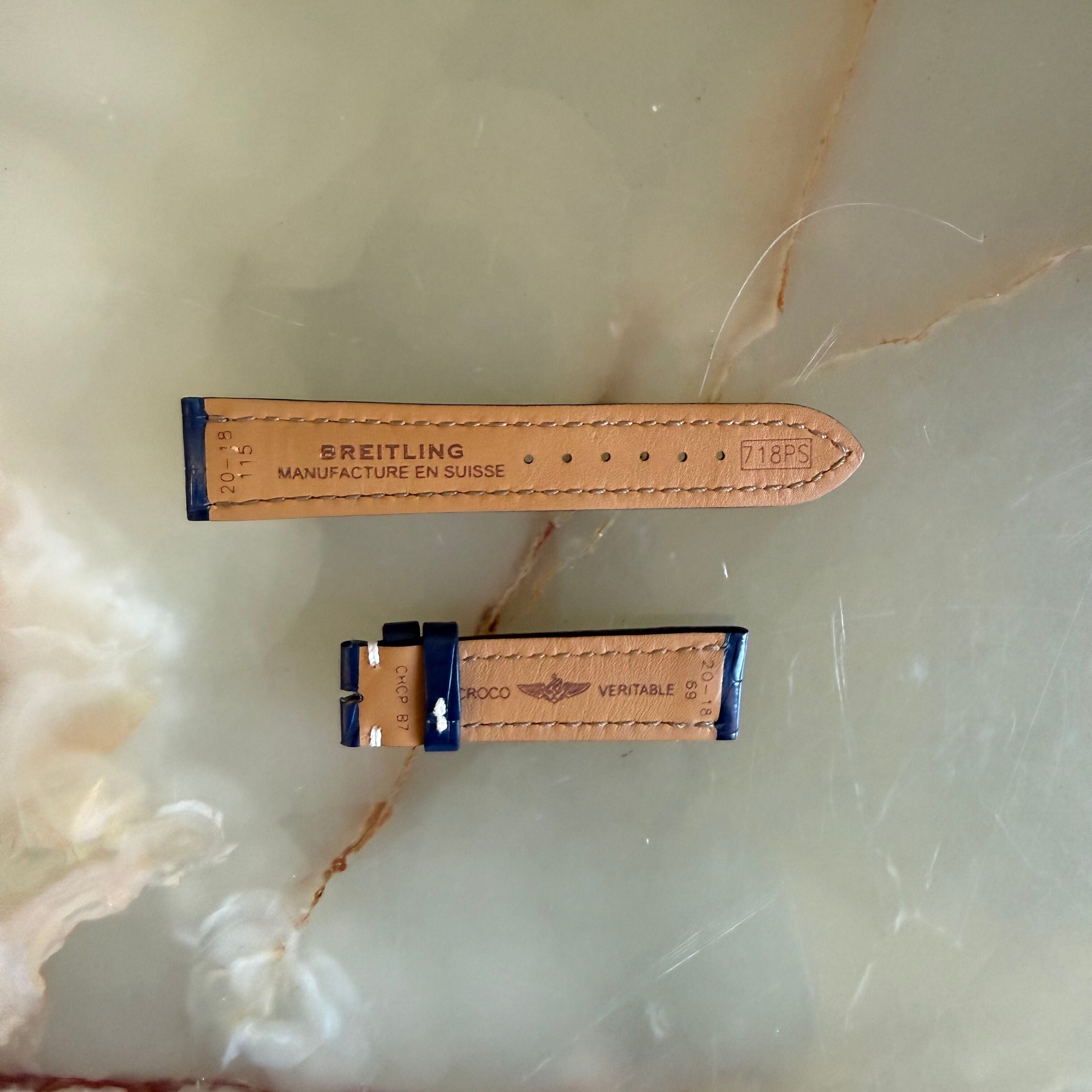 Authentic Breitling Blue Crocodile Watch Strap Band 20mm 718PS