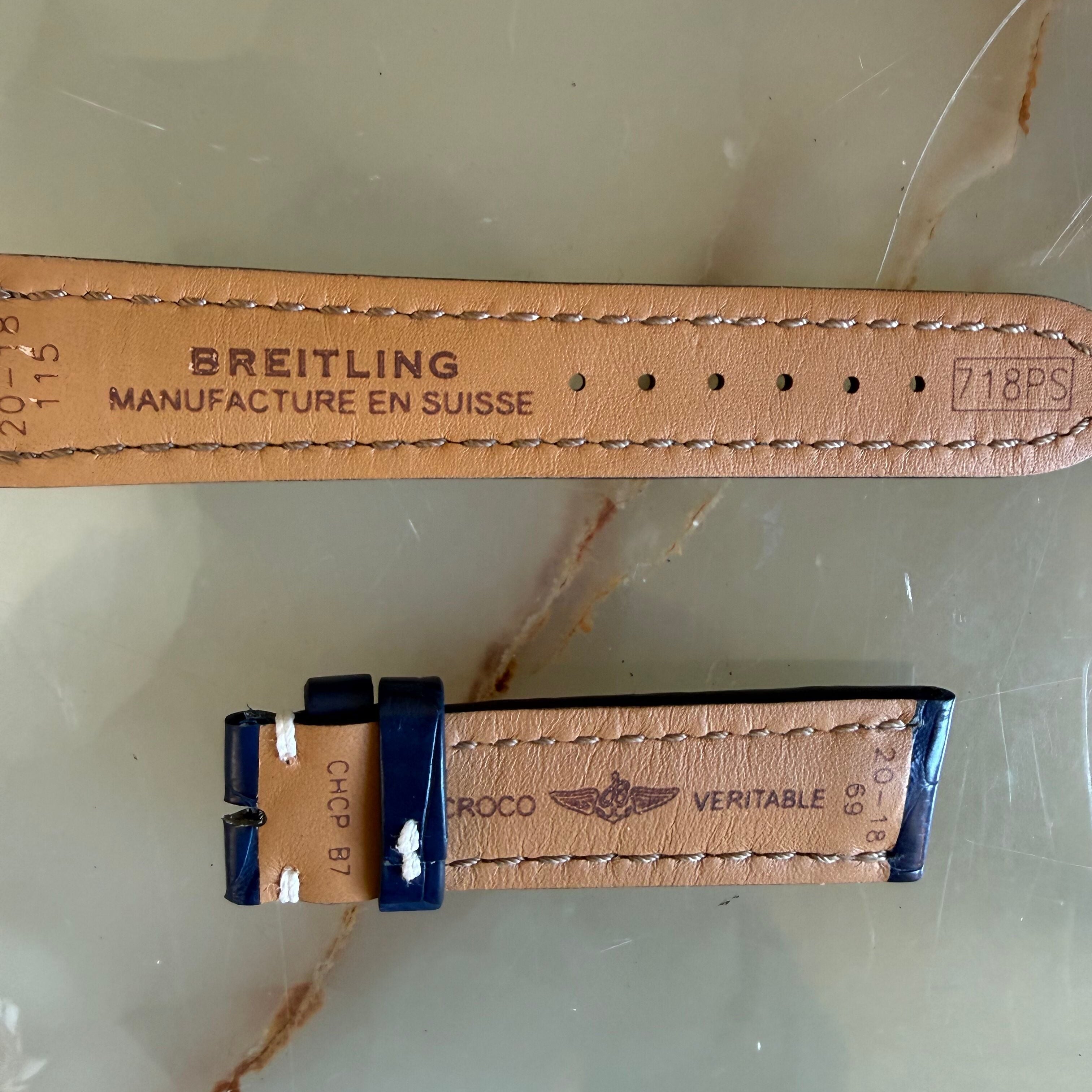 Authentic Breitling Blue Crocodile Watch Strap Band 20mm 718PS
