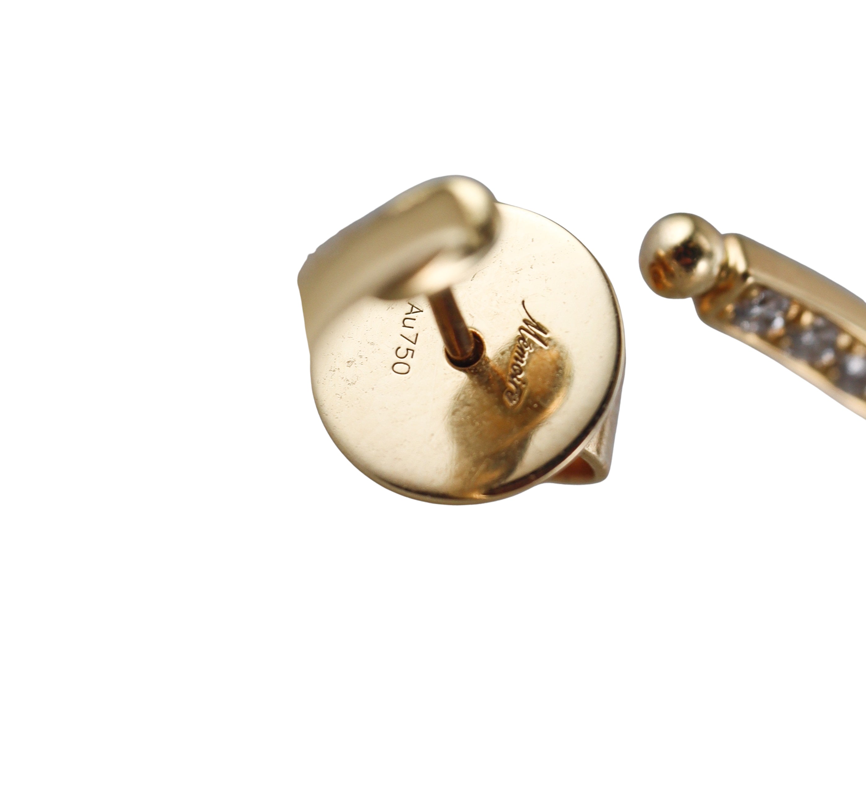 Memoire by Hearts on Fire 18k Gold Diamond Round Pave Hoops Earrings