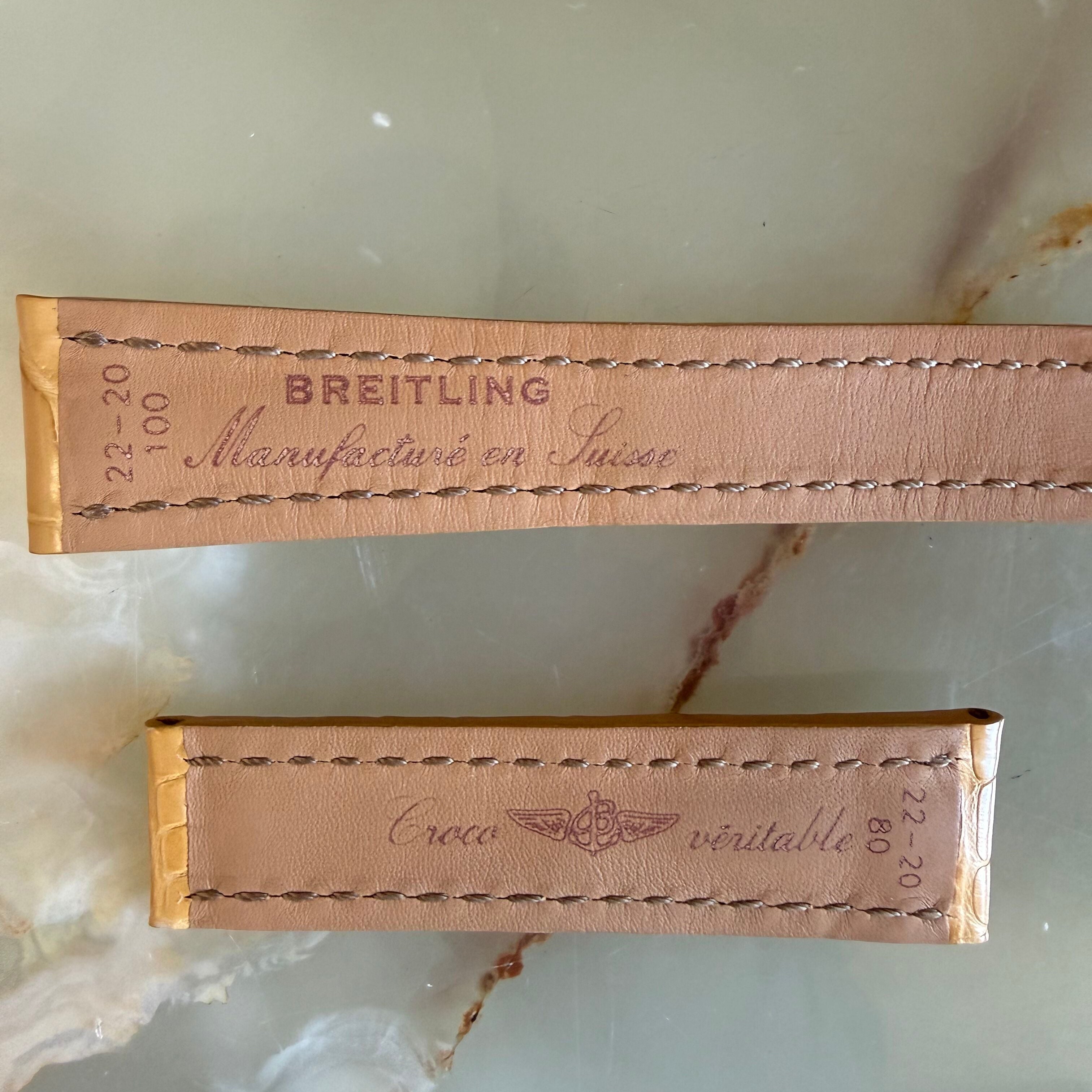 Authentic Breitling Yellow Crocodile Watch Strap Band 22mm