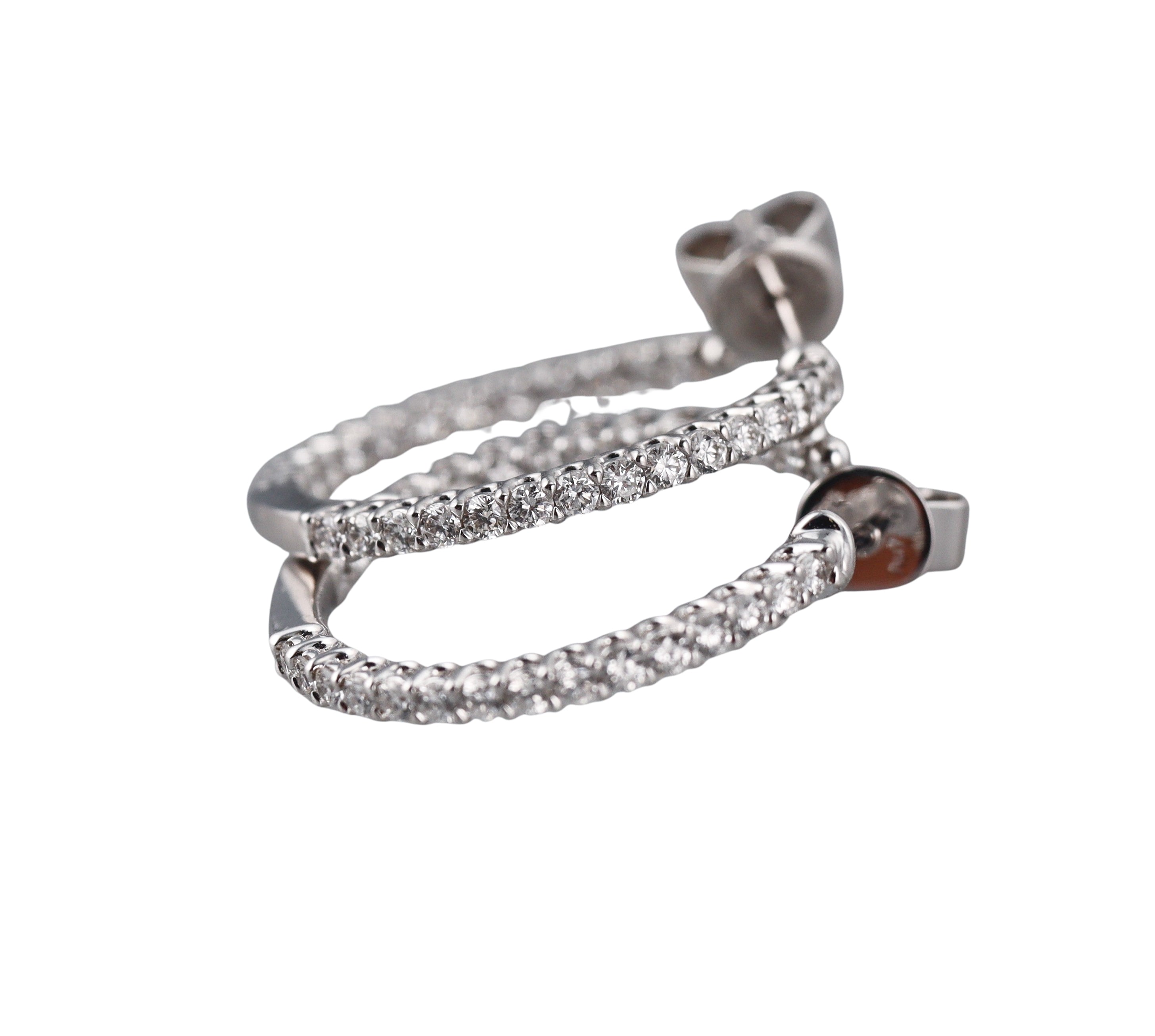 Memoire by Hearts on Fire 18k Diamond Woven Gallery Round Hoops Earrings