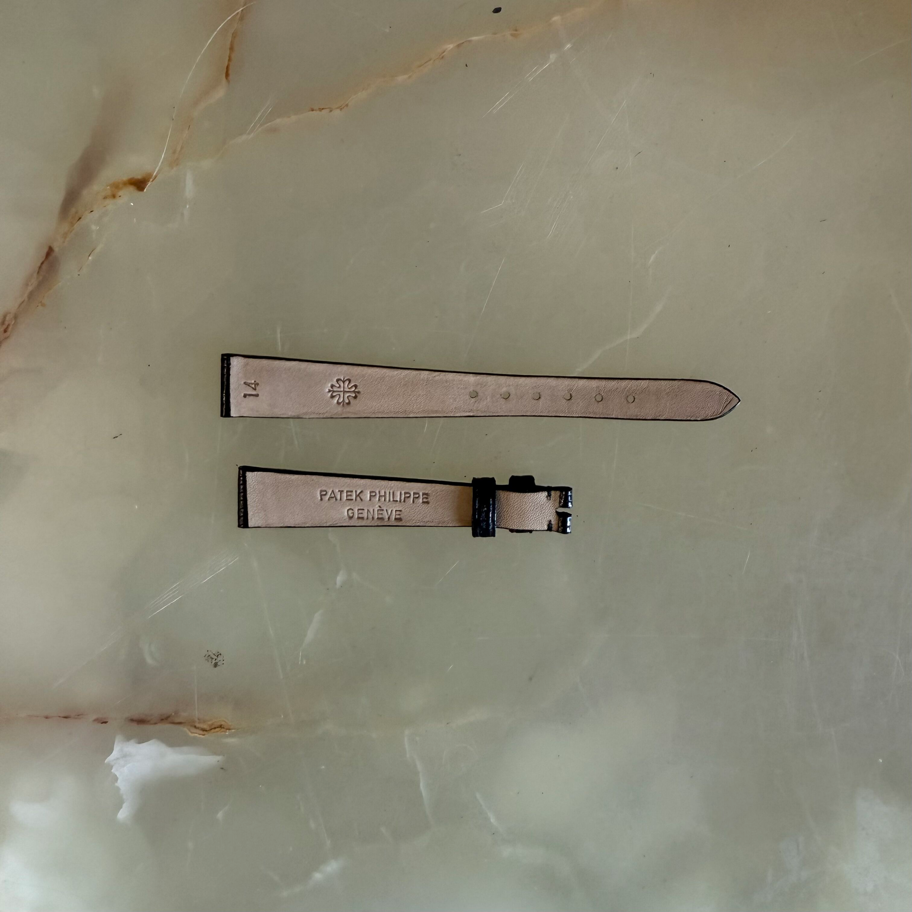 Authentic Patek Philippe Black Lizard Watch Strap Band 14mm x 10mm