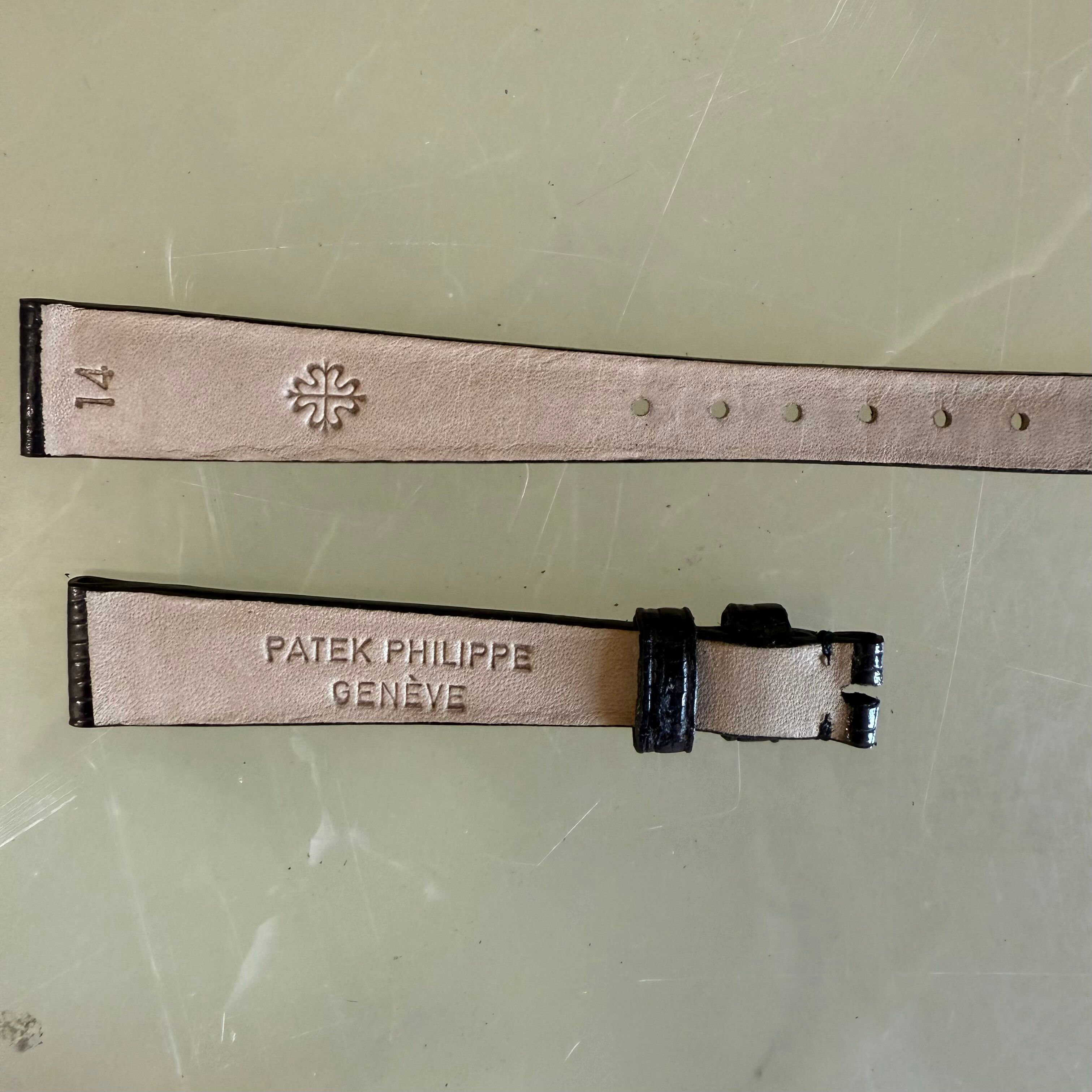 Authentic Patek Philippe Black Lizard Watch Strap Band 14mm x 10mm
