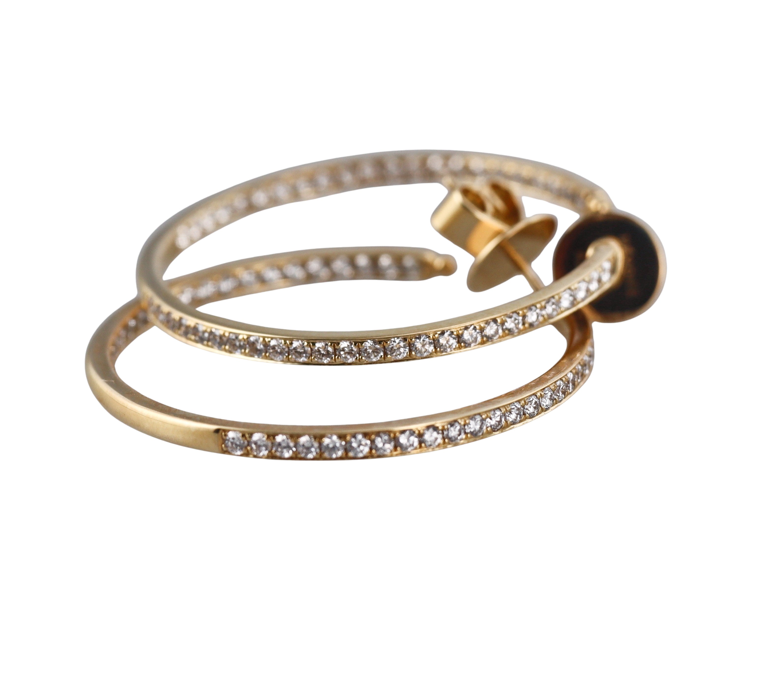 Memoire by Hearts on Fire 18k Gold Diamond Round Pave Hoops Earrings