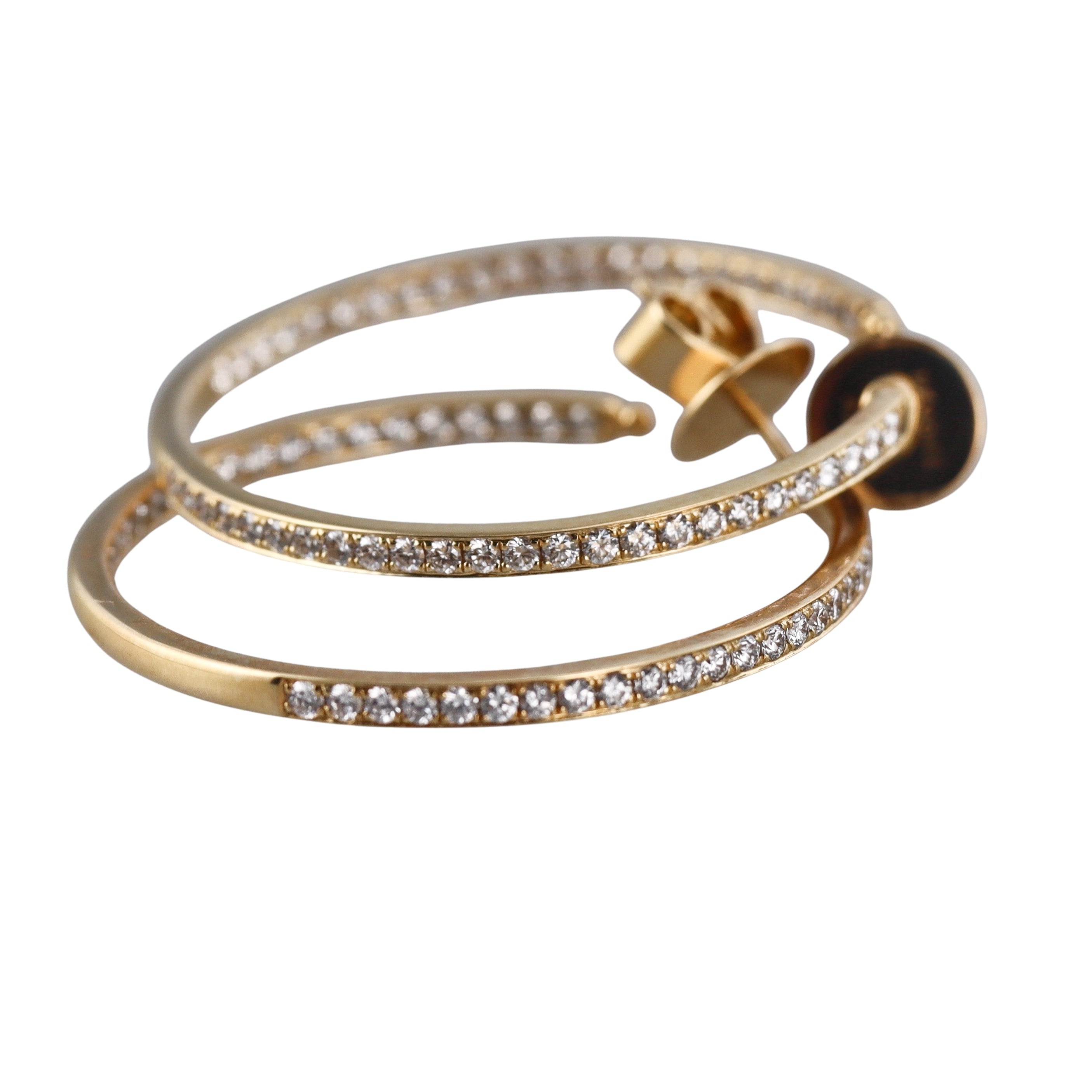 Memoire by Hearts on Fire 18k Gold Diamond Round Pave Hoops Earrings