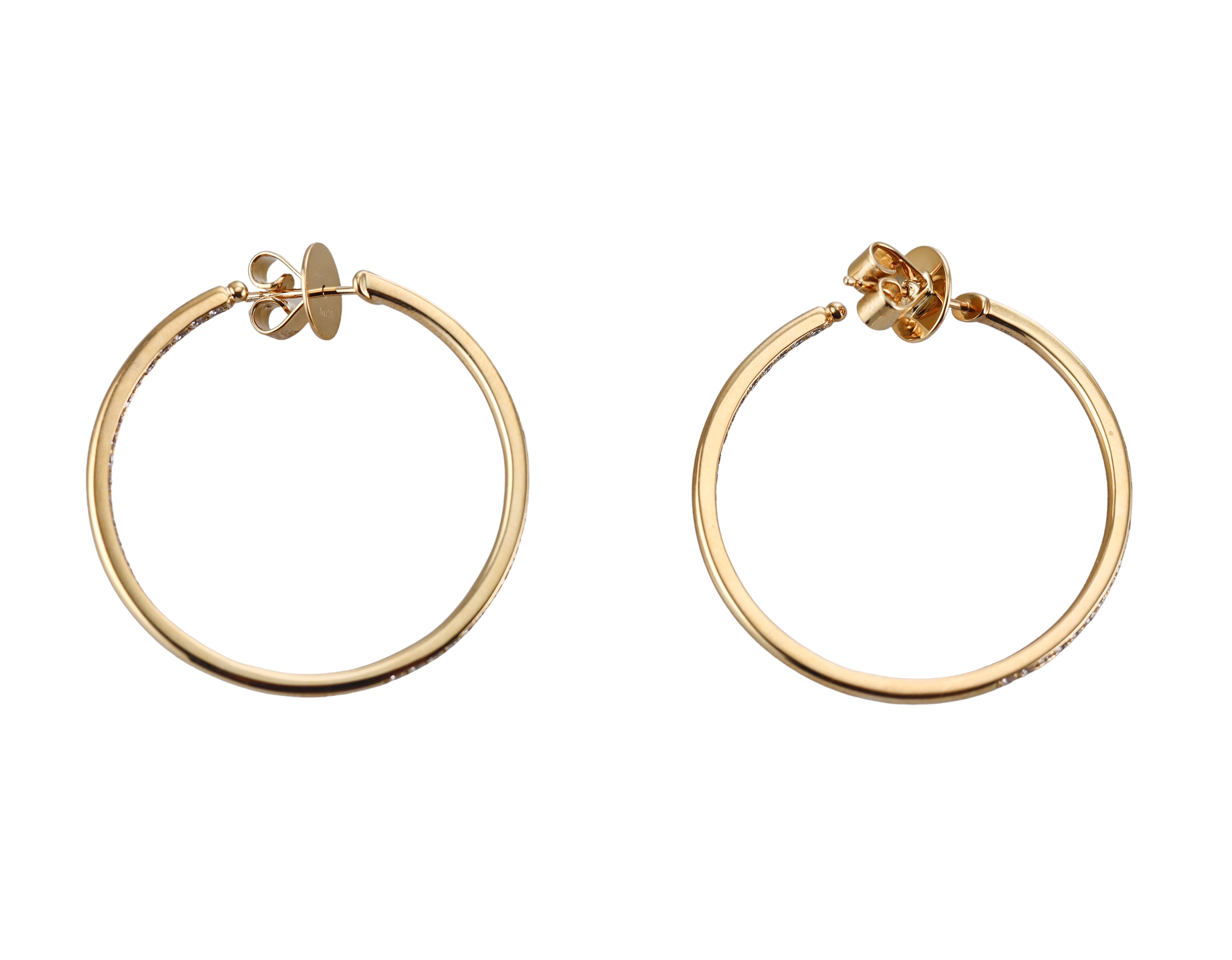 Memoire by Hearts on Fire 18k Gold Diamond Round Pave Hoops Earrings