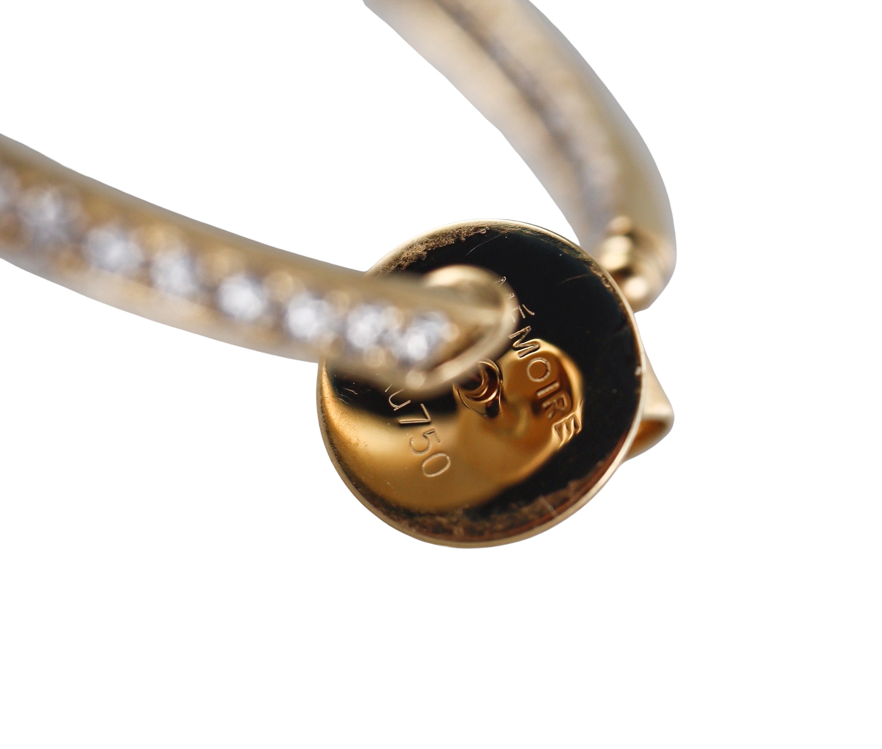 Memoire by Hearts on Fire 18k Gold Diamond Round Pave Hoops Earrings