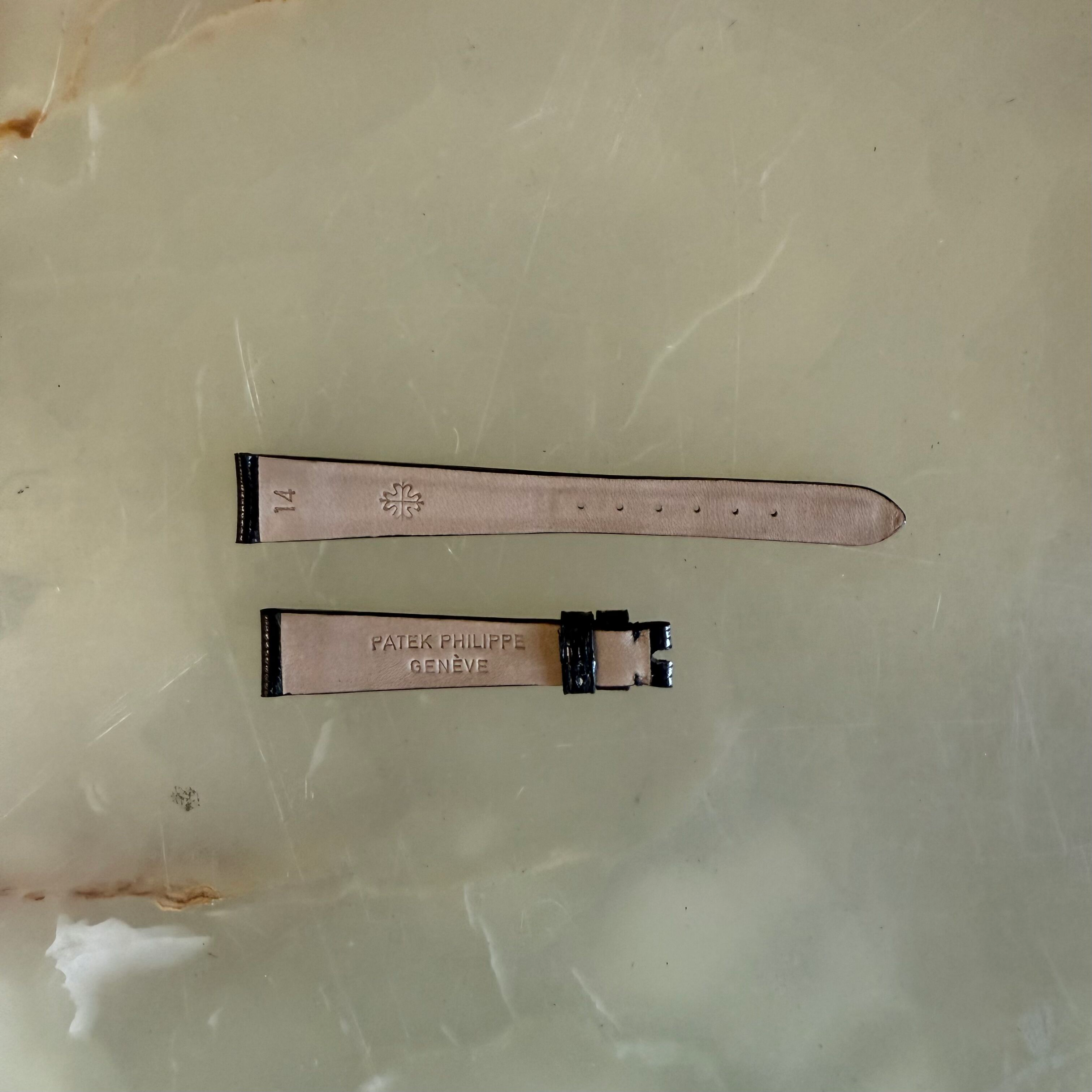 Authentic Patek Philippe Black Shiny Lizard Watch Strap Band 14mm