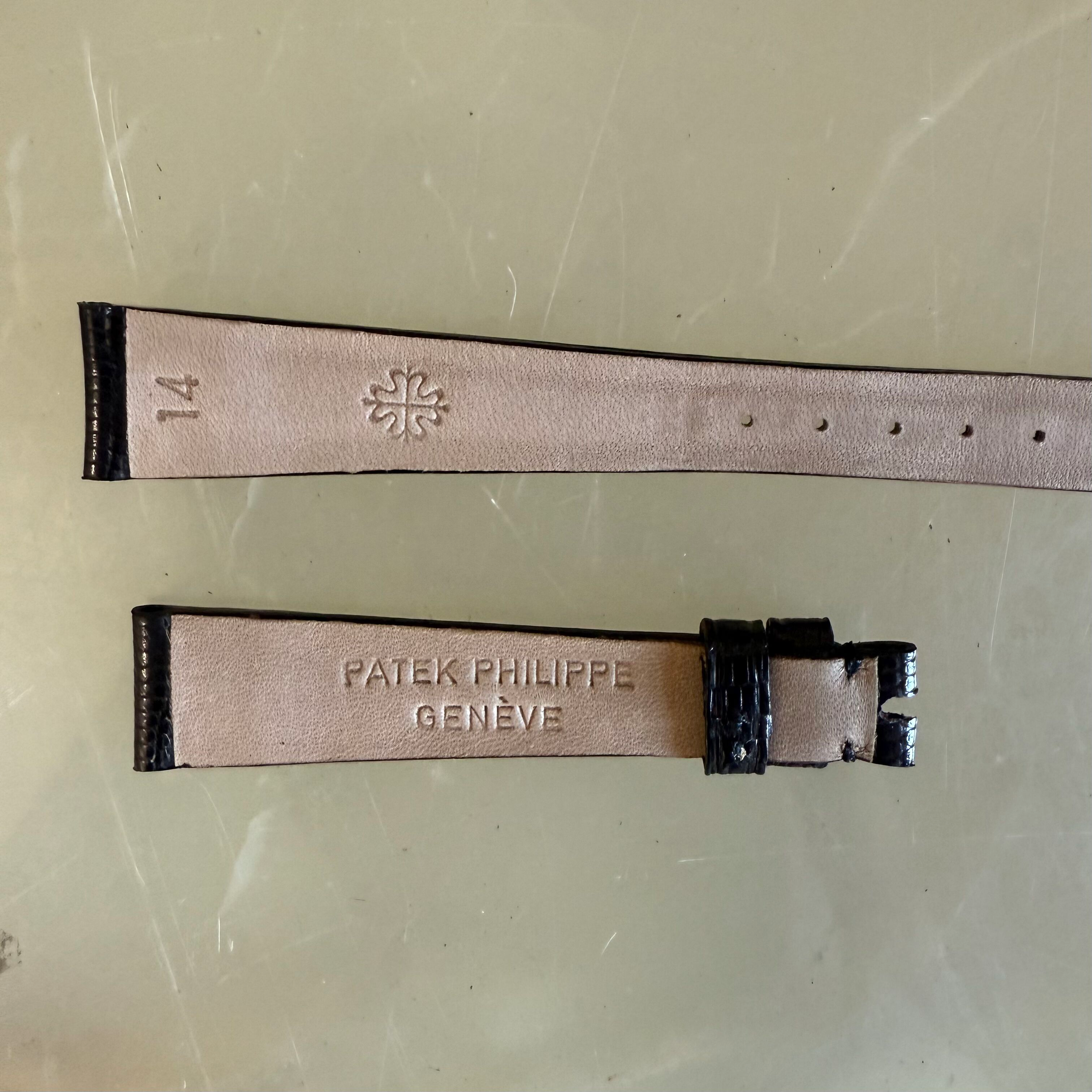 Authentic Patek Philippe Black Shiny Lizard Watch Strap Band 14mm