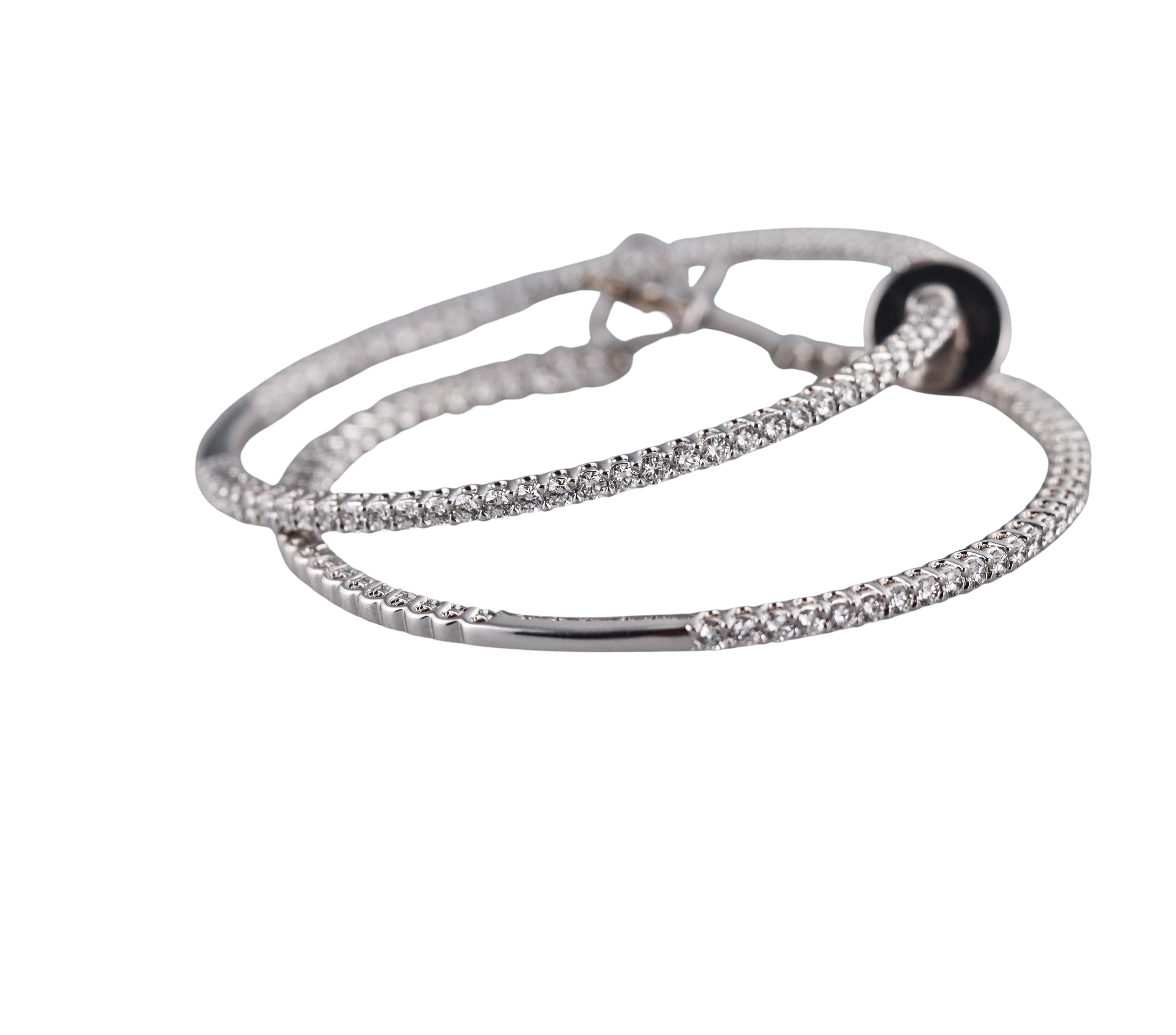 Memoire by Hearts on Fire 18k Gold Diamond Woven Gallery Round Hoops Earrings