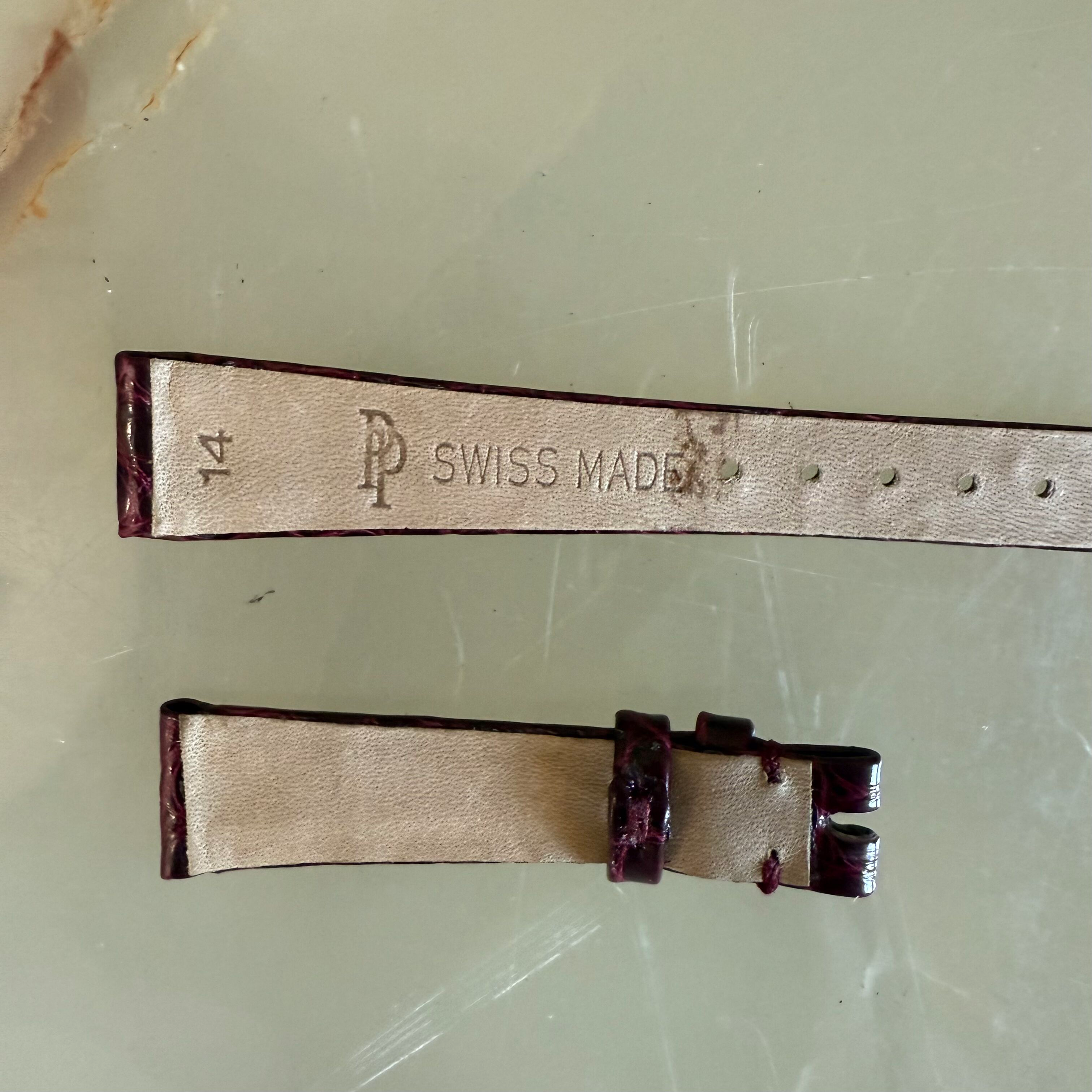 Authentic Patek Philippe Burgundy Shiny Crocodile Watch Strap Band 14mm