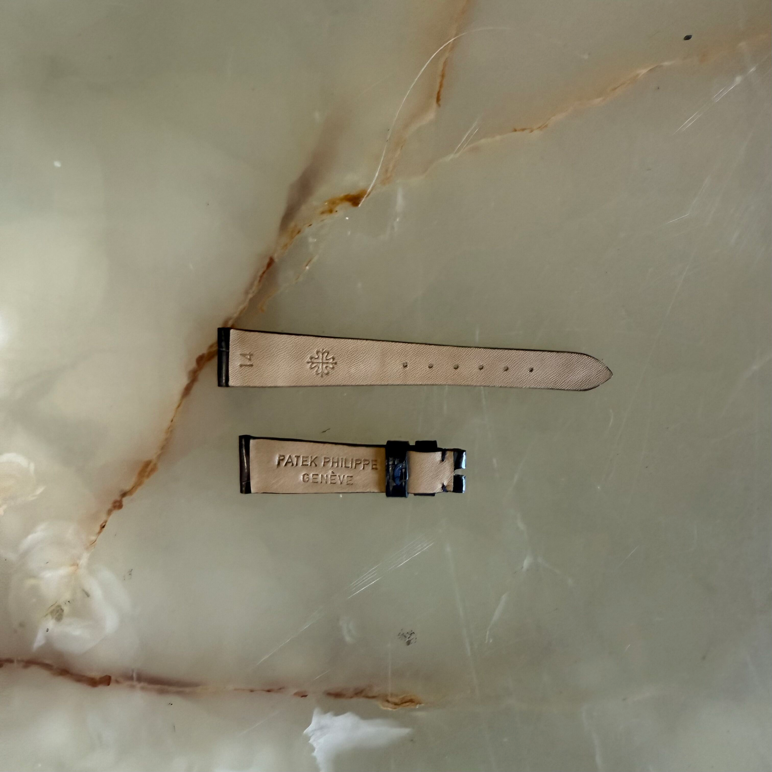 Authentic Patek Philippe Black Shiny Crocodile Watch Strap Band 14mm