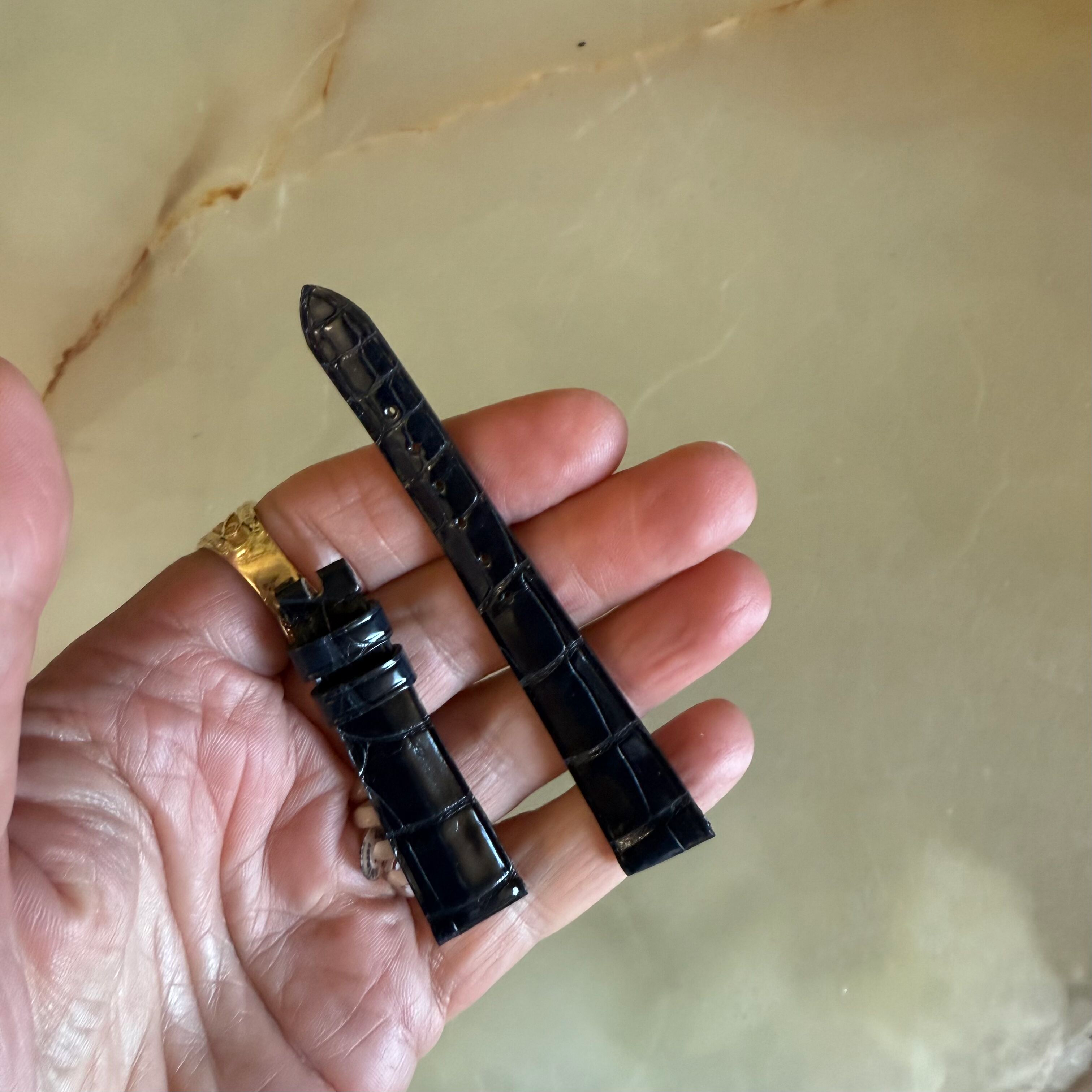 Authentic Patek Philippe Black Shiny Crocodile Watch Strap Band 14mm