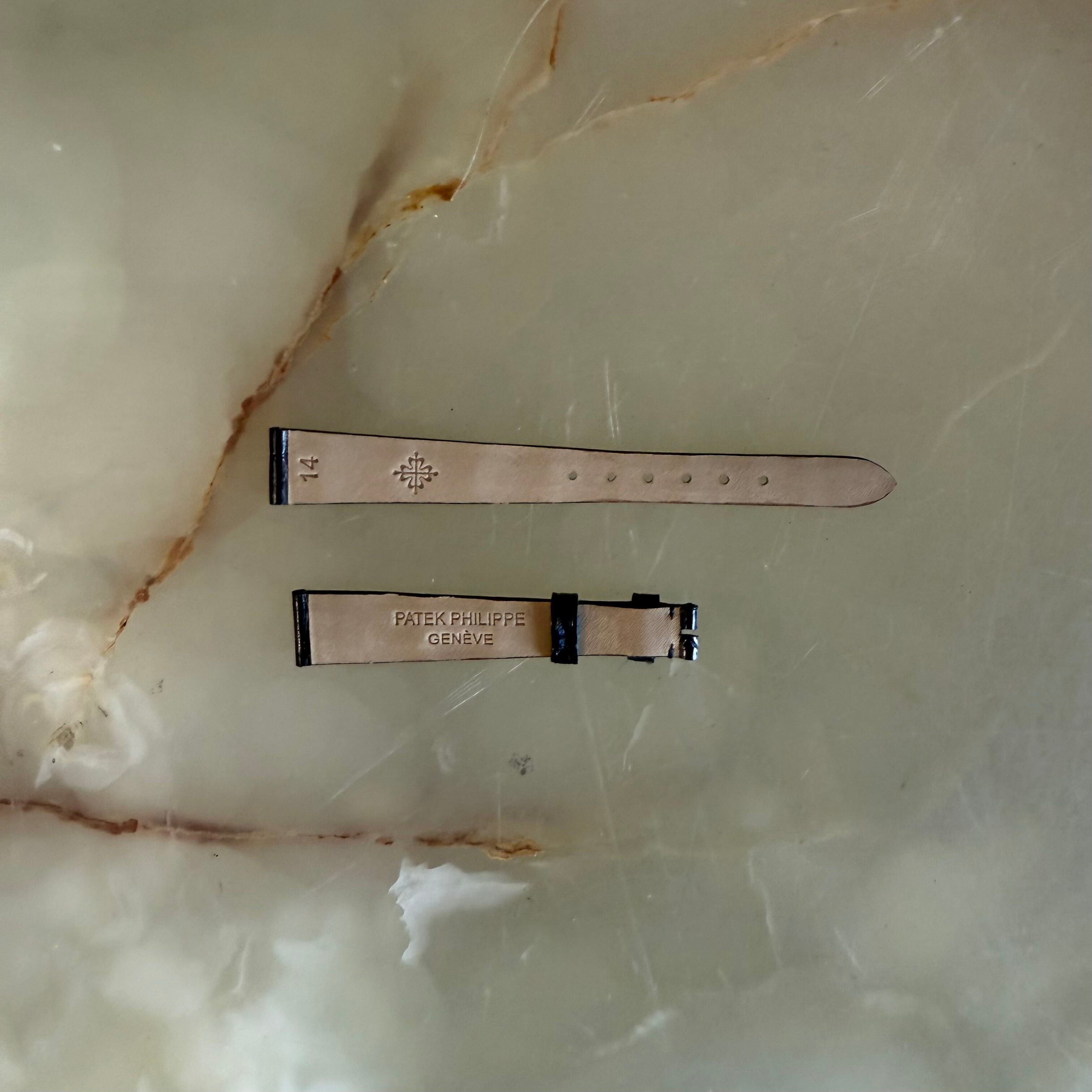 Authentic Patek Philippe Black Shiny Alligator Watch Strap Band 14mm