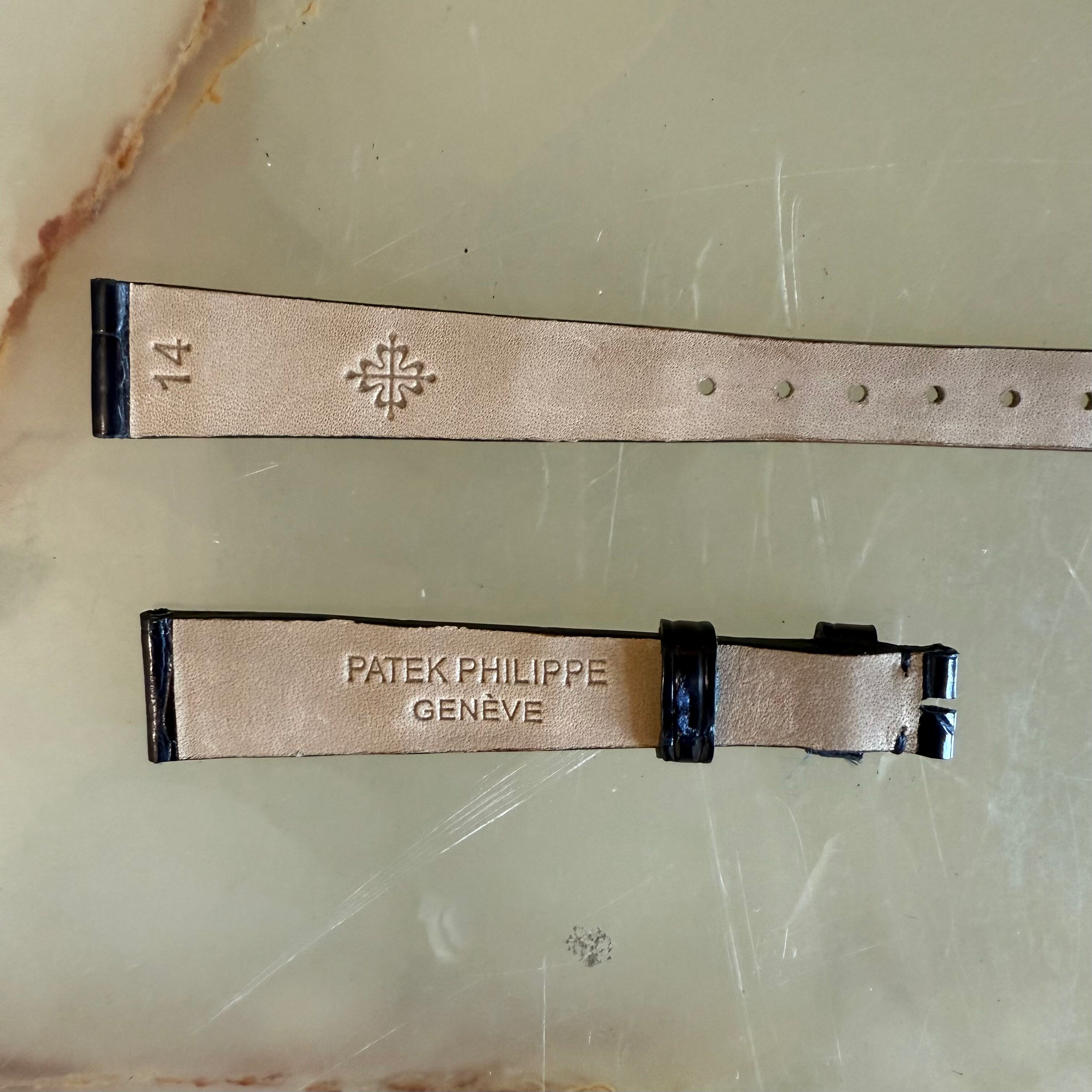 Authentic Patek Philippe Black Shiny Alligator Watch Strap Band 14mm