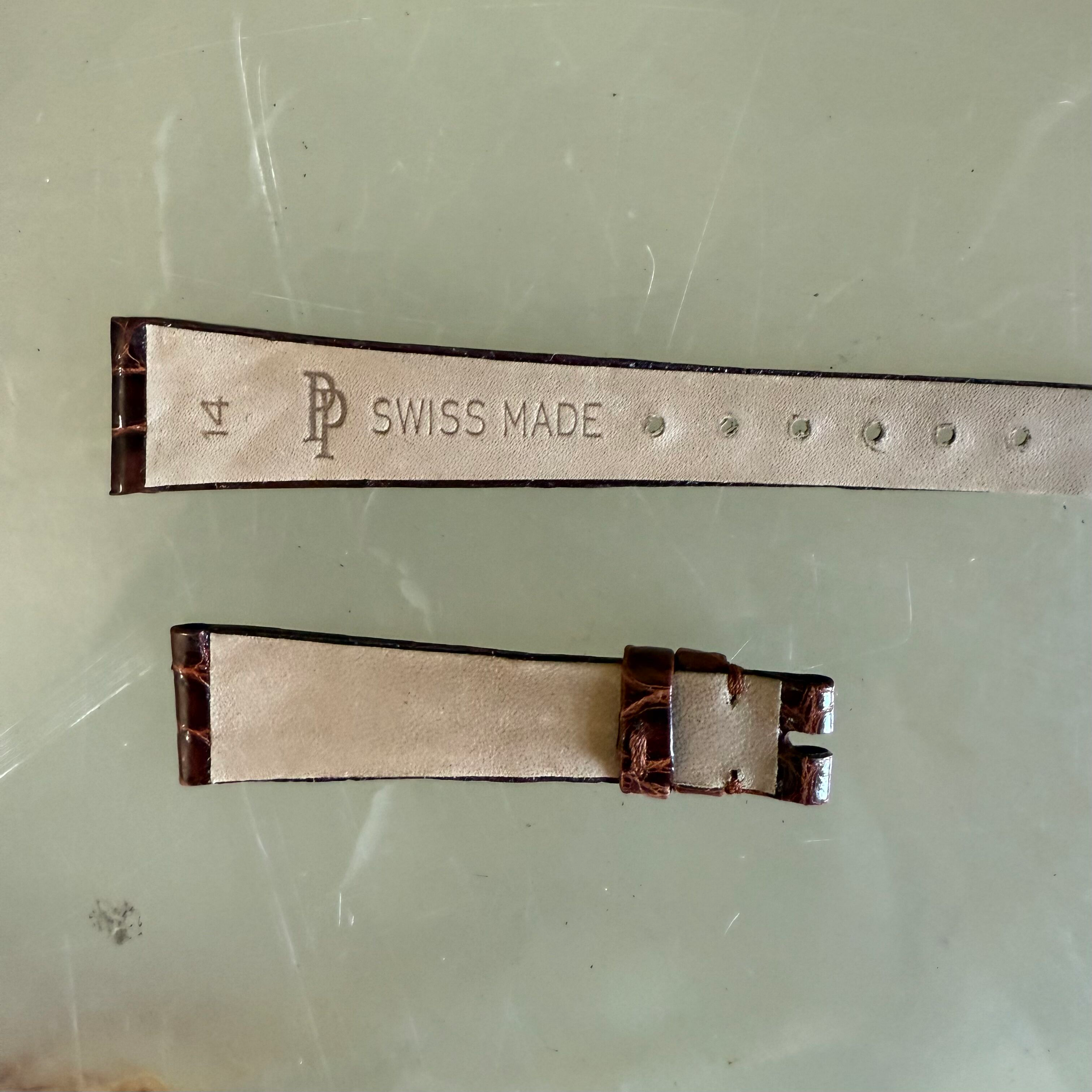 Authentic Patek Philippe Brown Shiny Alligator Watch Strap Band 14mm