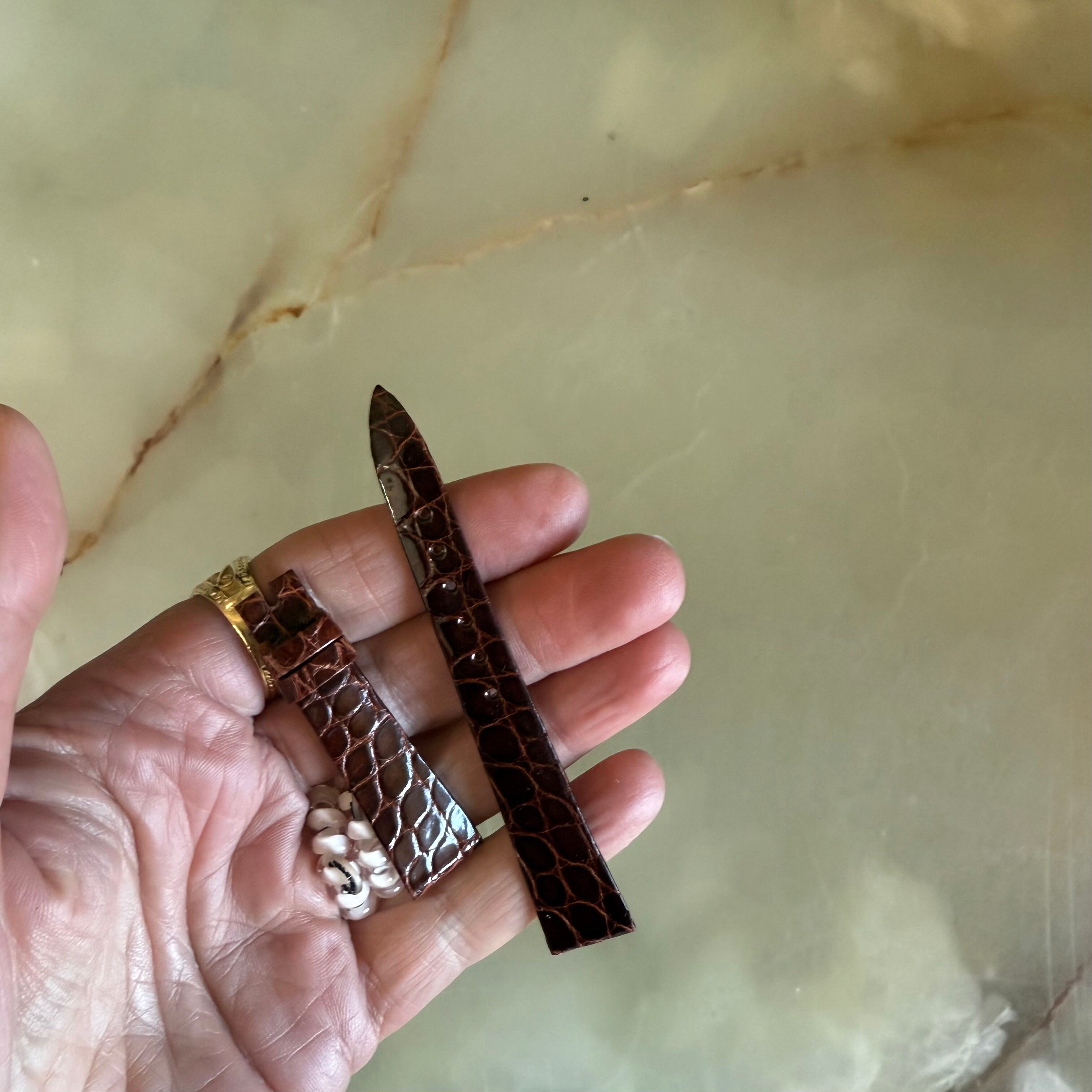 Authentic Patek Philippe Brown Shiny Alligator Watch Strap Band 14mm